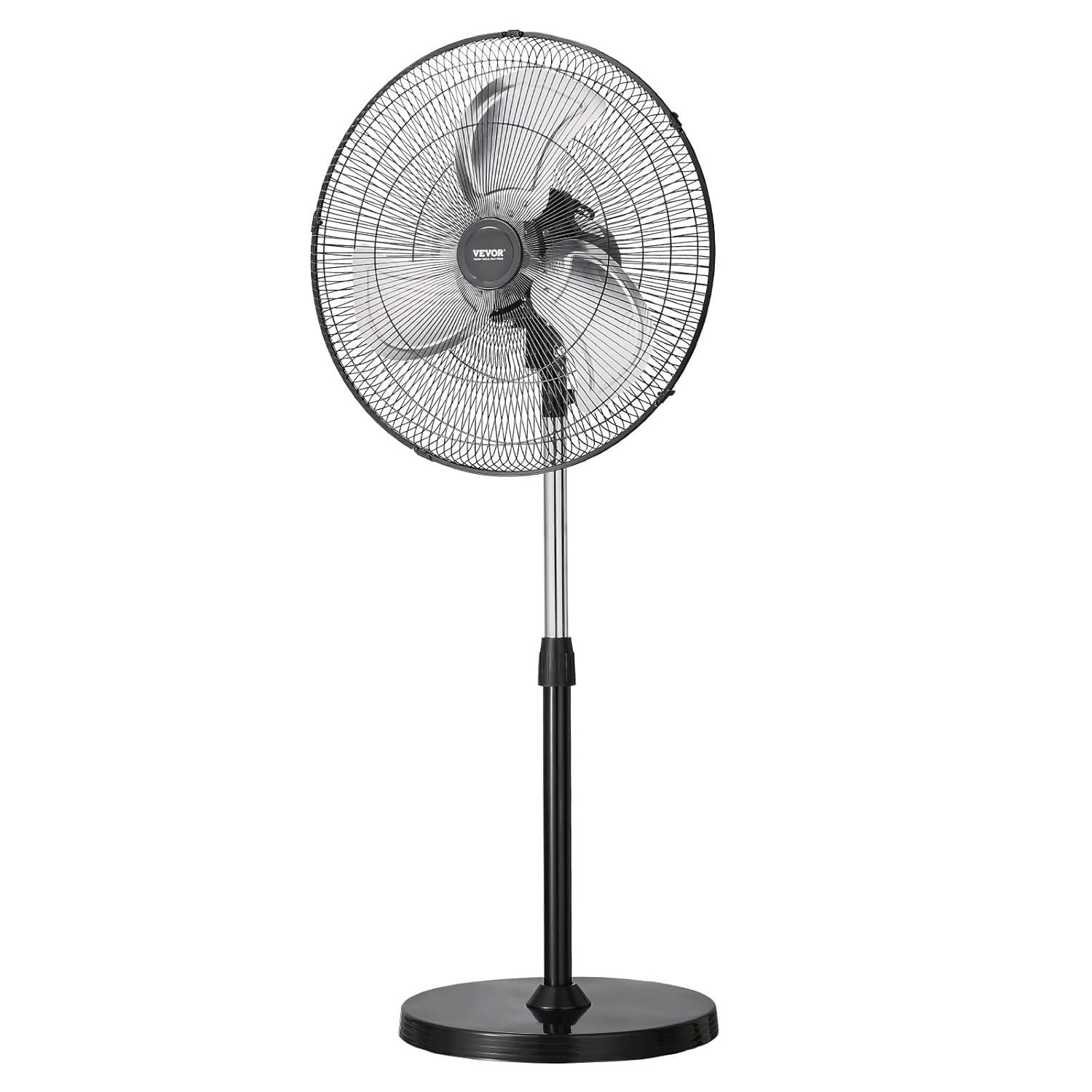 Vevor GYLSFS16INCH0LFIYV1 16 in. 3-Speed Industrial Pedestal Fan Oscillating Height Adjustable - Silver