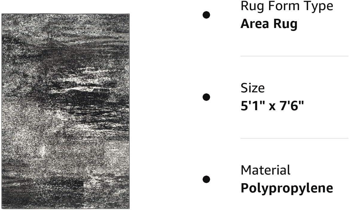 SAFAVIEH Adirondack Rudyard Abstract Area Rug, Silver/Black, 5'1" x 7'6"