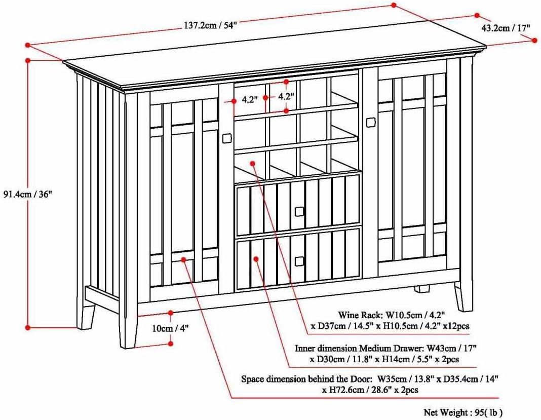 Simpli Home Bedford Sideboard Buffet & Winerack