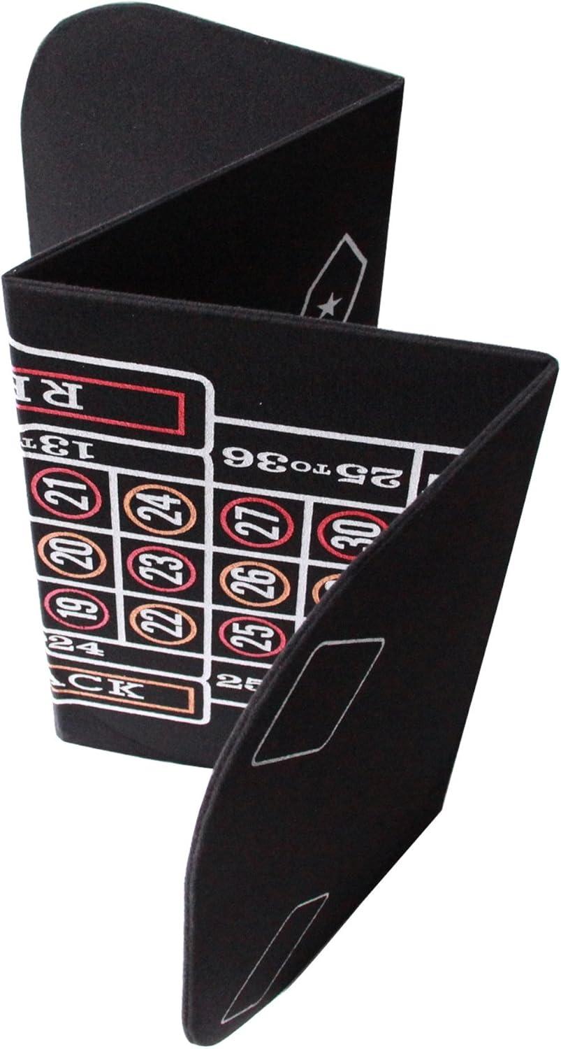 INO Design 63" Portable Texas Holdem Casino Game Mat 3 in 1 for Poker Blackjack Roulette Folding Poker Table Top Black