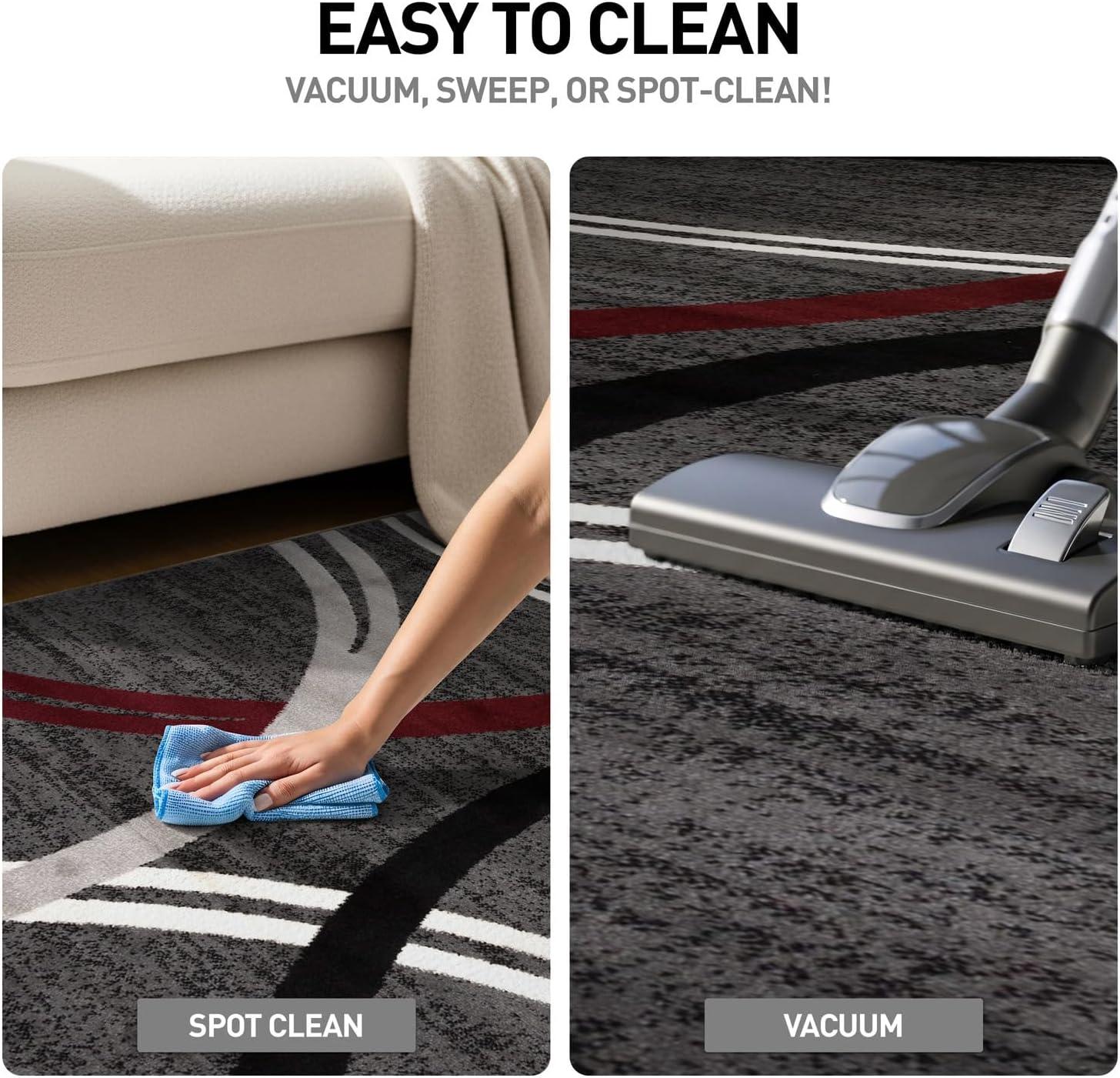 World Rug Gallery Contemporary Abstract Circles Design Area Rug - RED 2'7"x4'