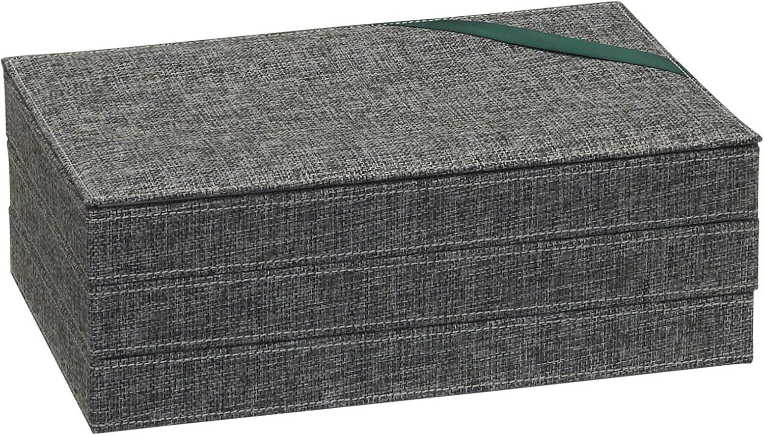 Household Essentials 3pc Stacking Jewelry Trays Graphite Linen: Stackable Jewelry Organizer & Storage, Gray, Adult Use