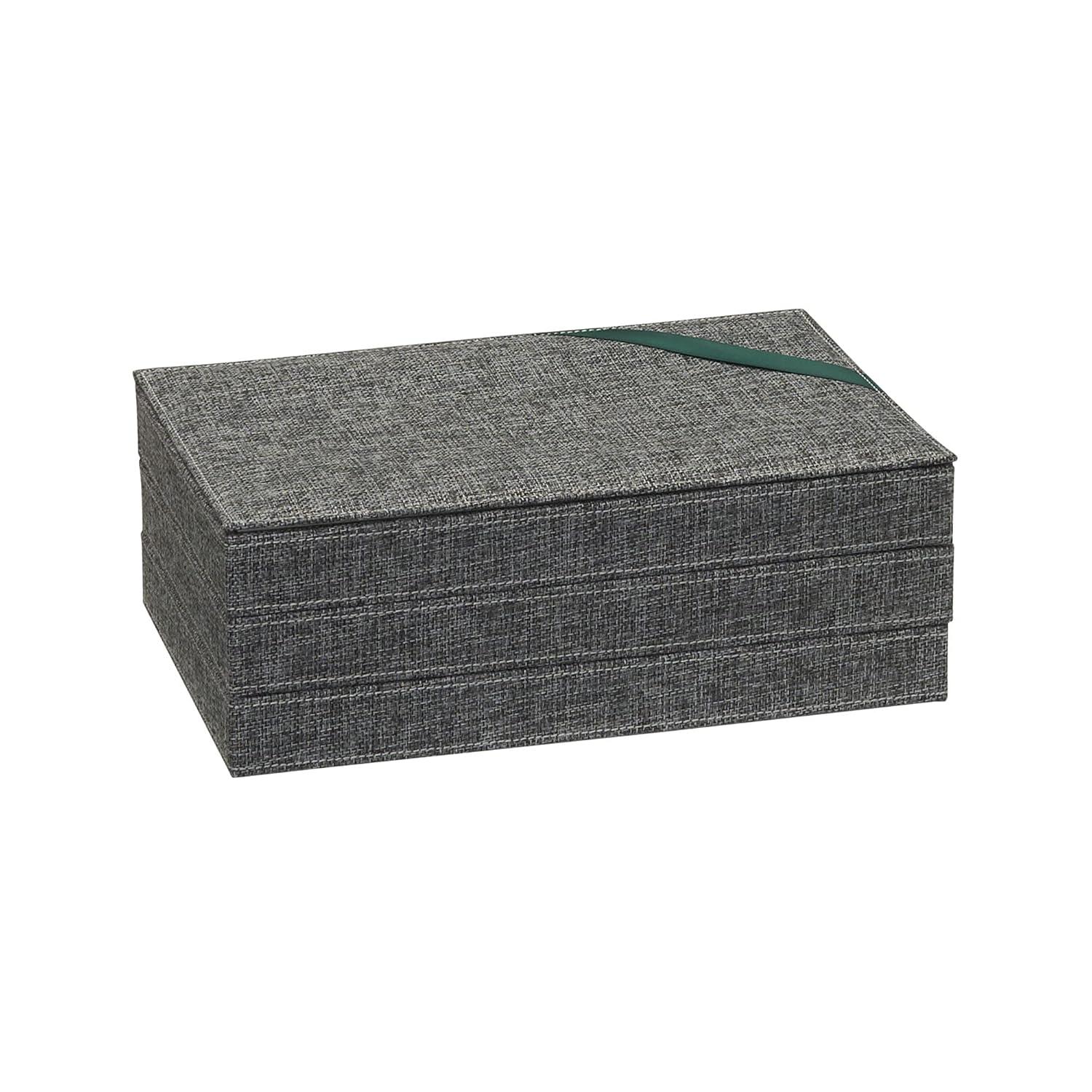 Household Essentials 3pc Stacking Jewelry Trays Graphite Linen: Stackable Jewelry Organizer & Storage, Gray, Adult Use