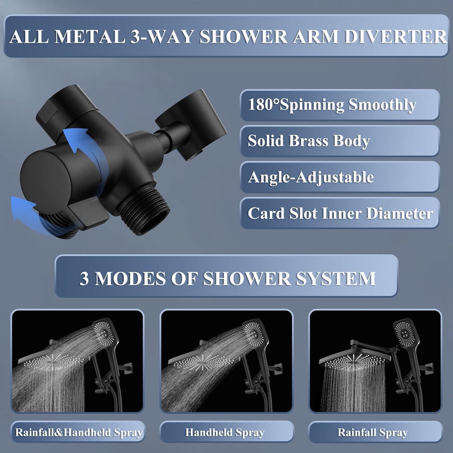 12 Inch Shower Head With Handheld, High-Pressure Rain/Rainfall Shower Heads With 3+1 Handheld