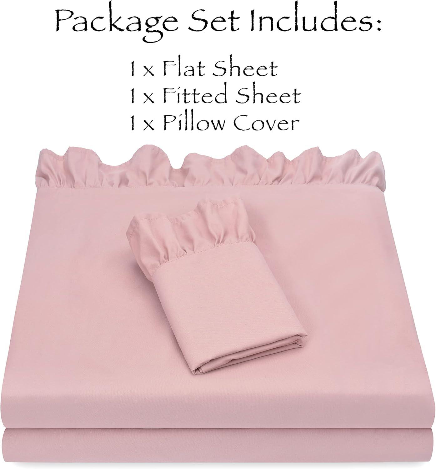 Mauve Twin Microfiber Ruffle Sheet Set with Pillowcase