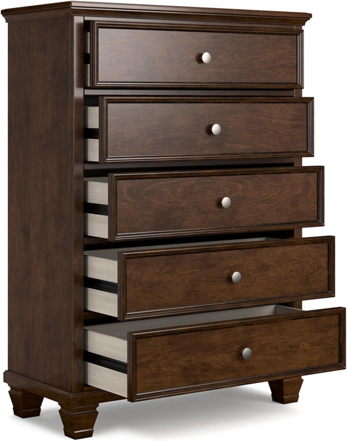 Danabrin Dark Brown 5-Drawer Chest with Dovetail Drawers