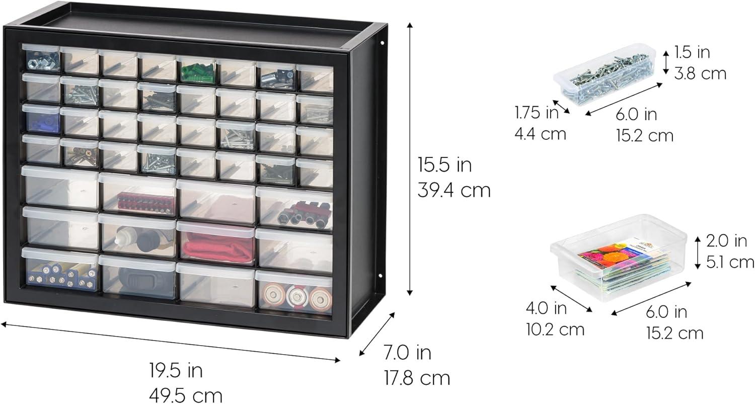 IRIS USA Stackable Storage Cabinet for Hardware Crafts, Small Parts Organizer Drawer, Compartment