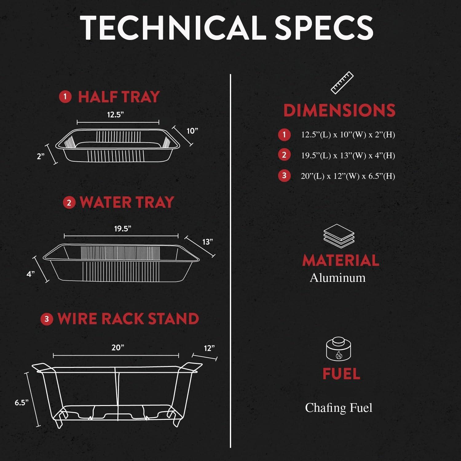 Alpha Living 70027 33-Pcs Disposable Chaffing Buffet with-Covers, Utensils, 6Hr Fuel Cans – Premium Chafing Dish Set for Events, Parties, Catering
