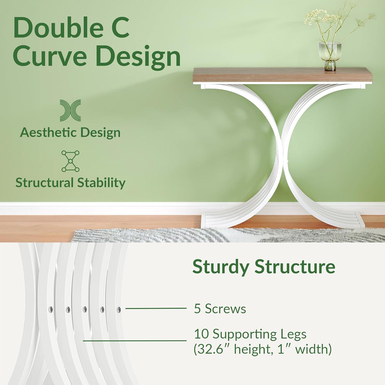 Console Table - Entryway Table for Living Room, Modern Sofa Accent Table with White Faux Marble Top