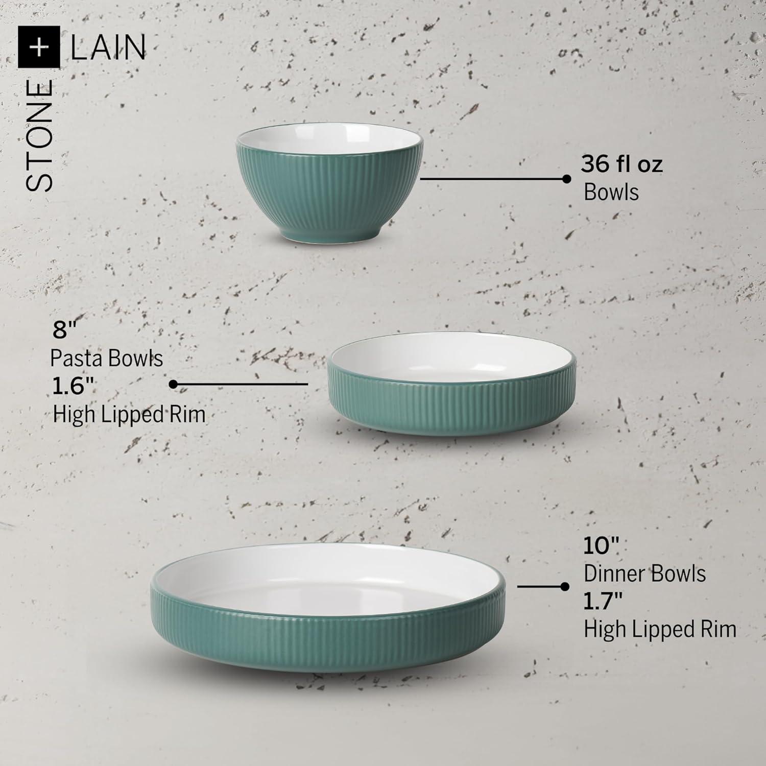 Christian Siriano Christian Siriano Larosso 24-Piece Dinnerware Set with Dinner Bowls and Pasta Bowls, Stoneware