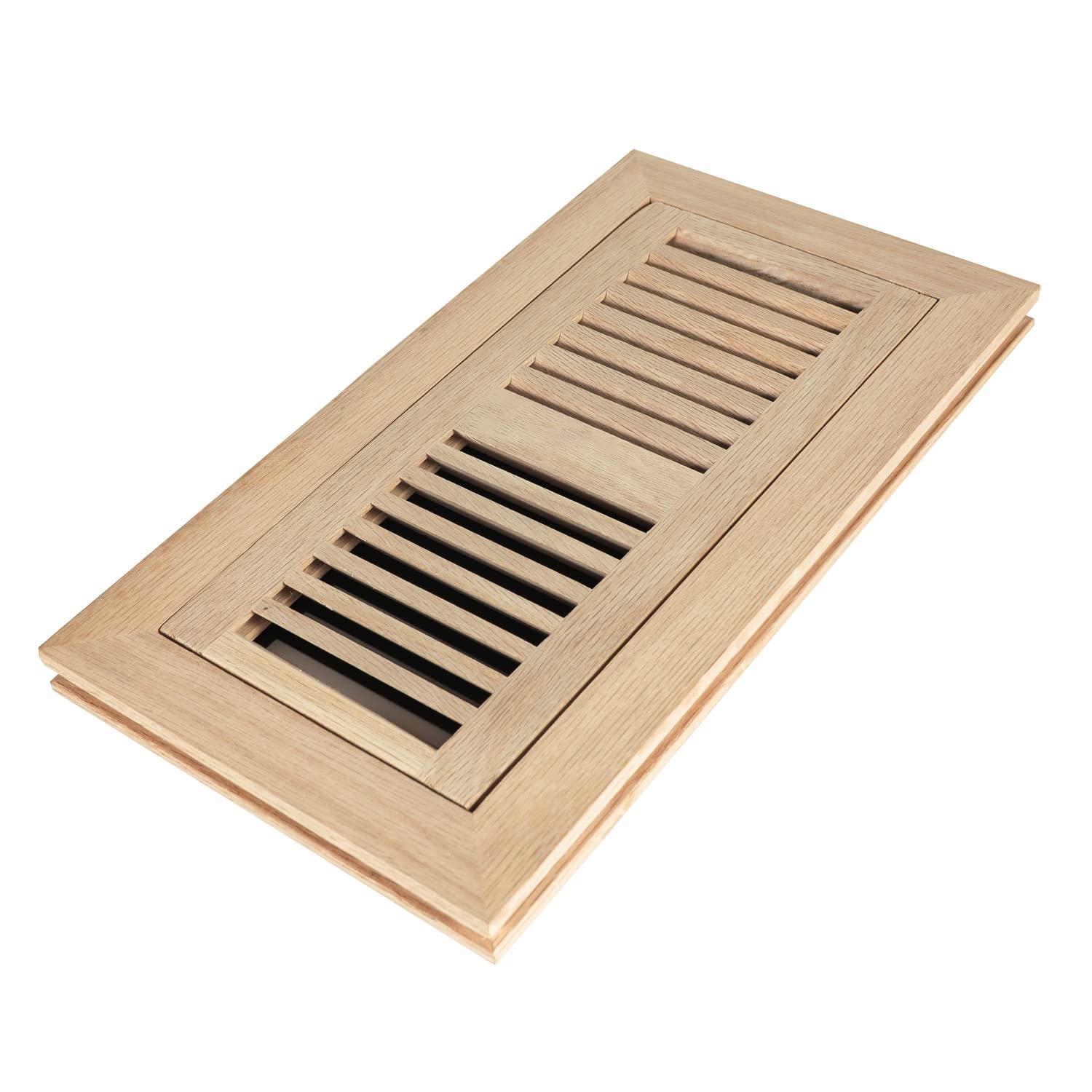 Hardwood White Oak Floor Register, Flush Mount with Frame, 4x10 Inch, Unfinished