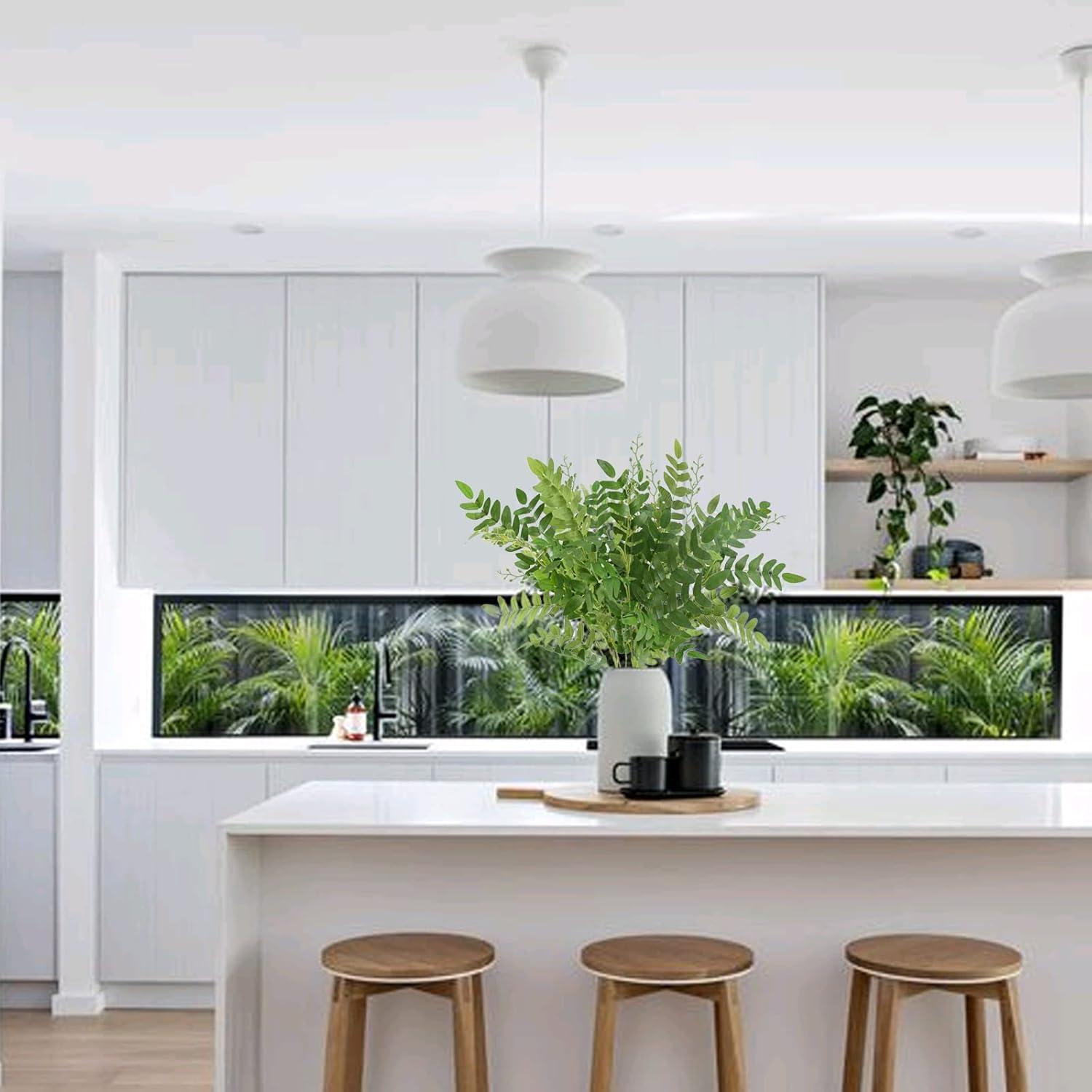 AILANDA 2 Bundles Artificial Greenery Stems Faux Shrub Bushes Silk Locust Green Leaf Bouquet Fake Plants for Home Decor Floral Arrangement Wedding Party Garden Farmhouse Centerpiece