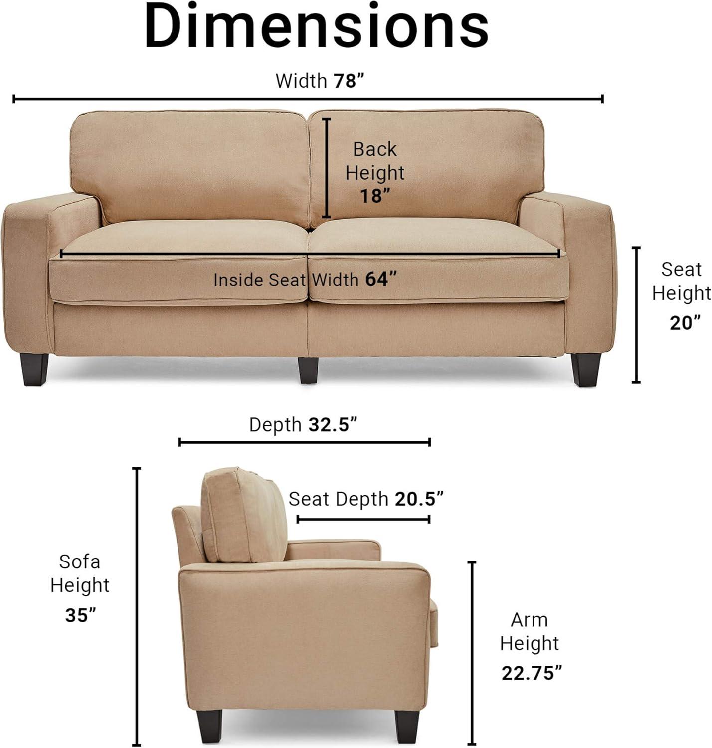 Serta Palisades Upholstered Tool-Free Assembly Straight Arm 78" Sofa for Living Room