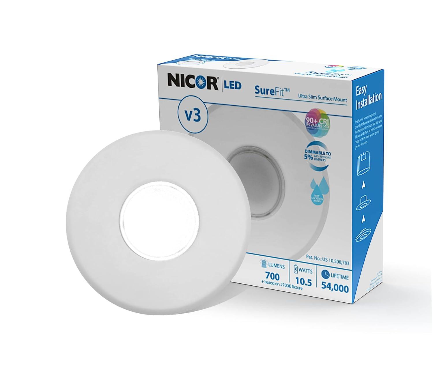 NICOR Lighting DLFv3 Round 5'' Dimmable LED Canless Recessed Lighting Kit DLF301205KWH