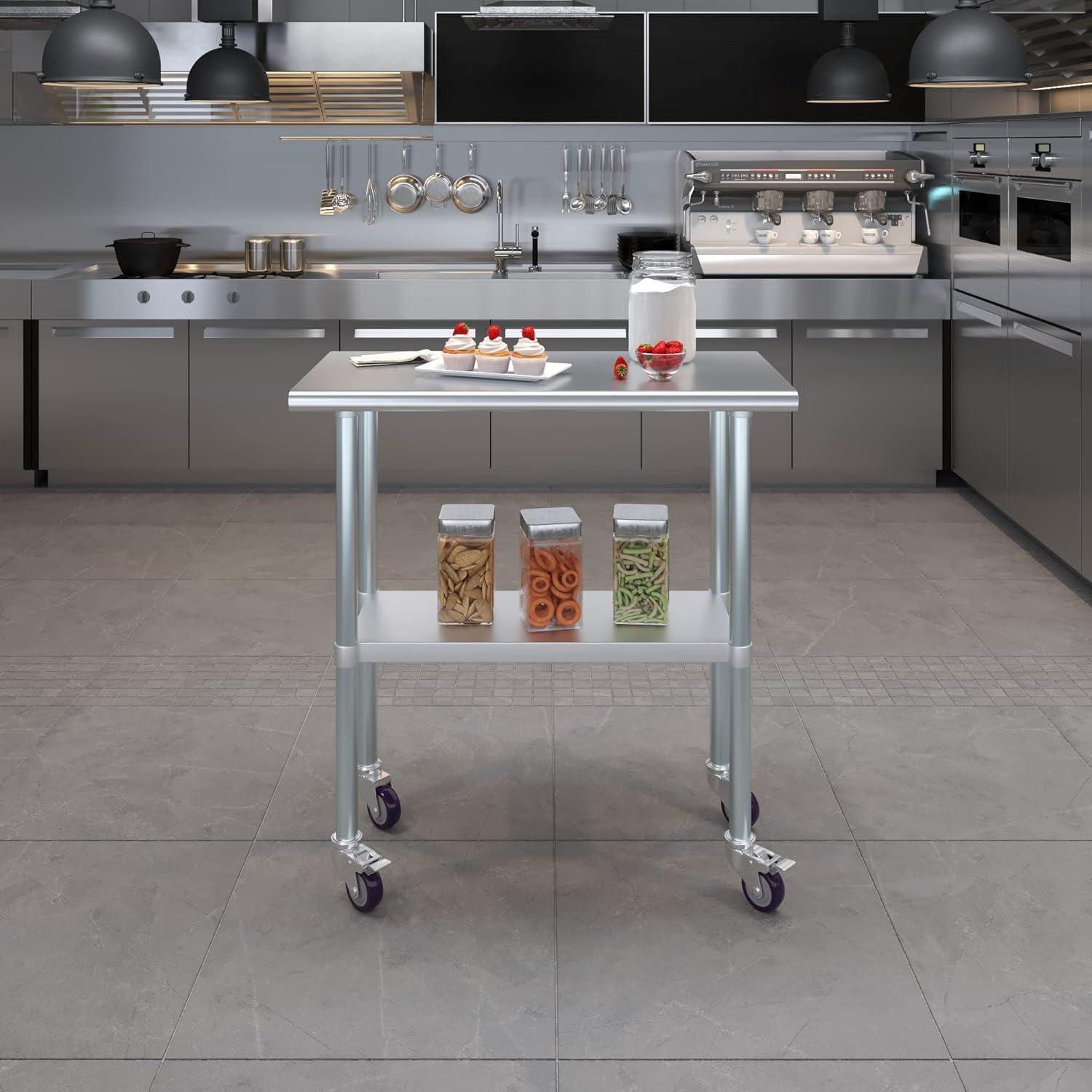 Amgood Stainless Steel Table With Wheels