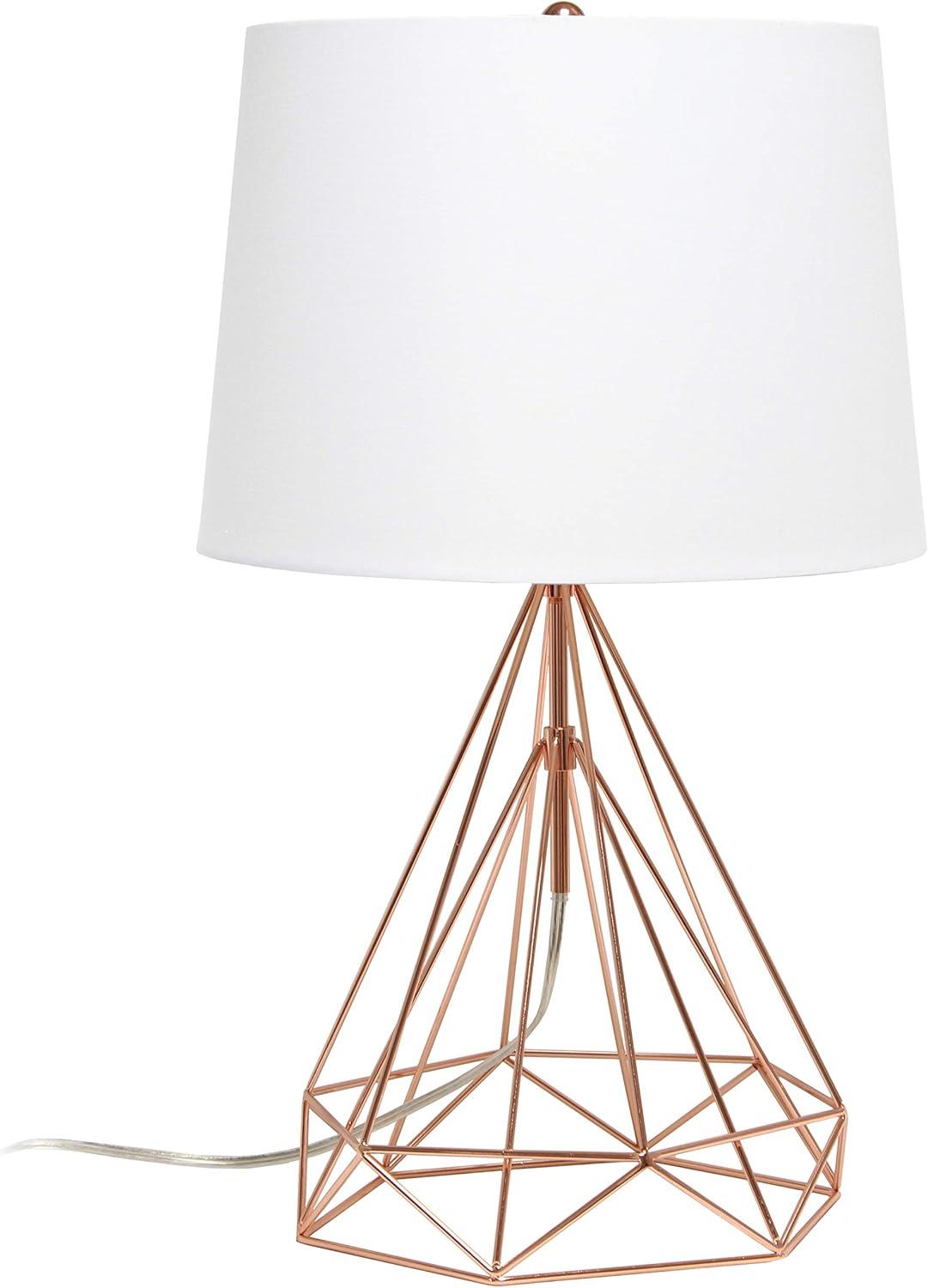 Elegant Designs Wired Metal Table Lamp, Rose Gold