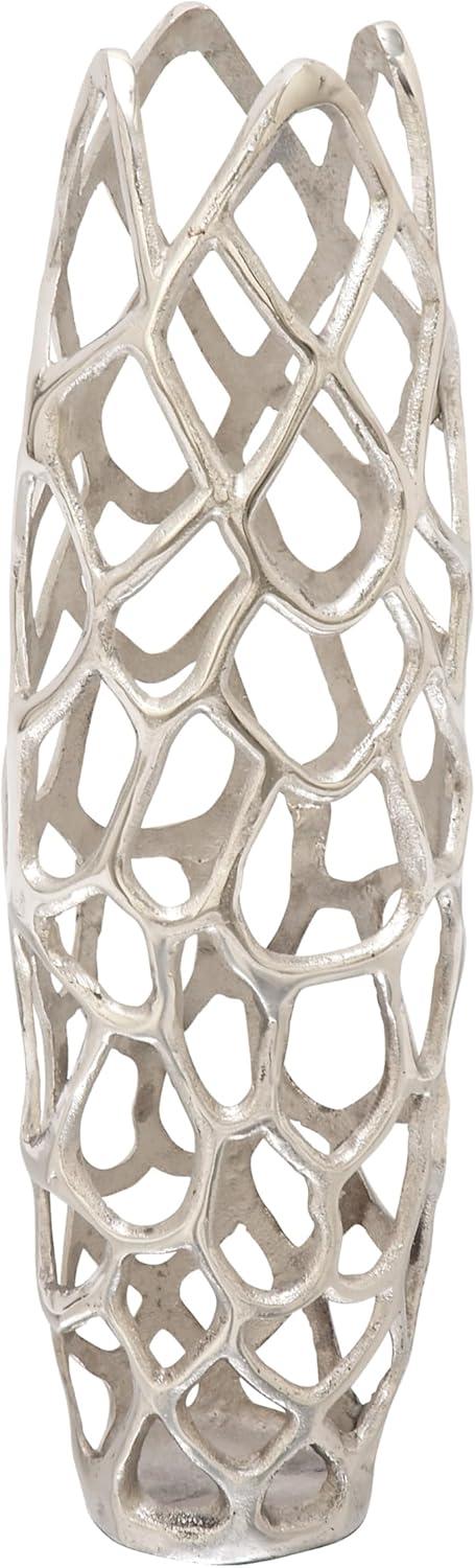 DecMode 26" Coral Silver Aluminum Vase