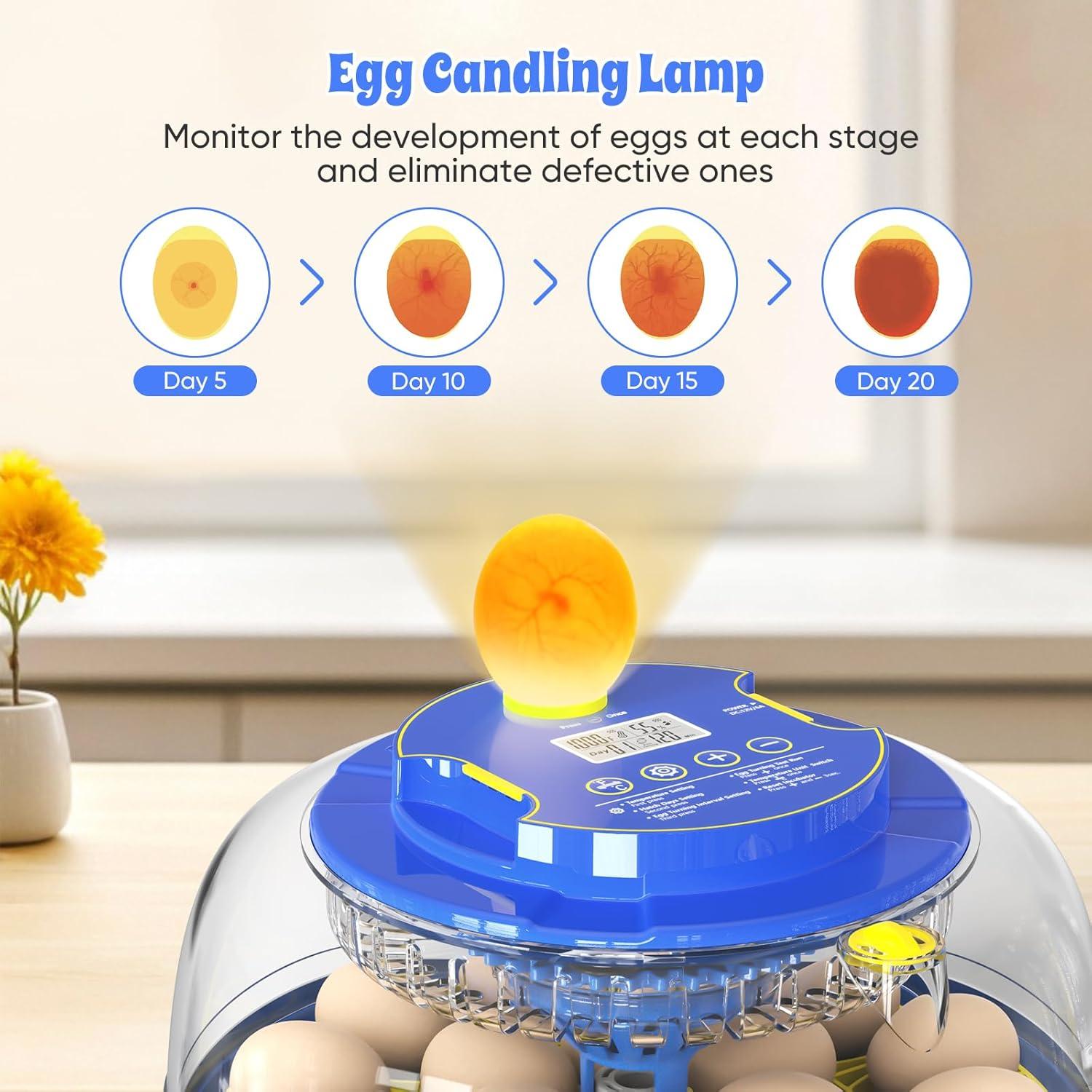 18 Egg Incubators for Hatching Eggs,Egg Incubator with Precise Humidity & Temperature Control,Incubators for Auto Egg Turning,Auto Water Add,Egg Candler,Applicable to Chicken,Goose,Duck,Quail