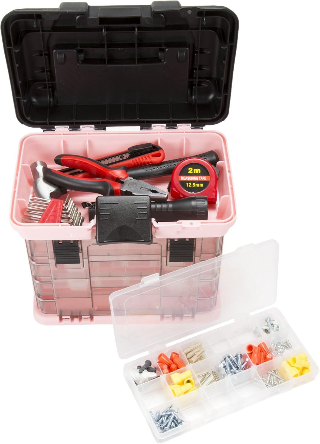 Stalwart Portable Tool Box - Small Parts Organizer and Customizable Compartment for Hardware, Crafts