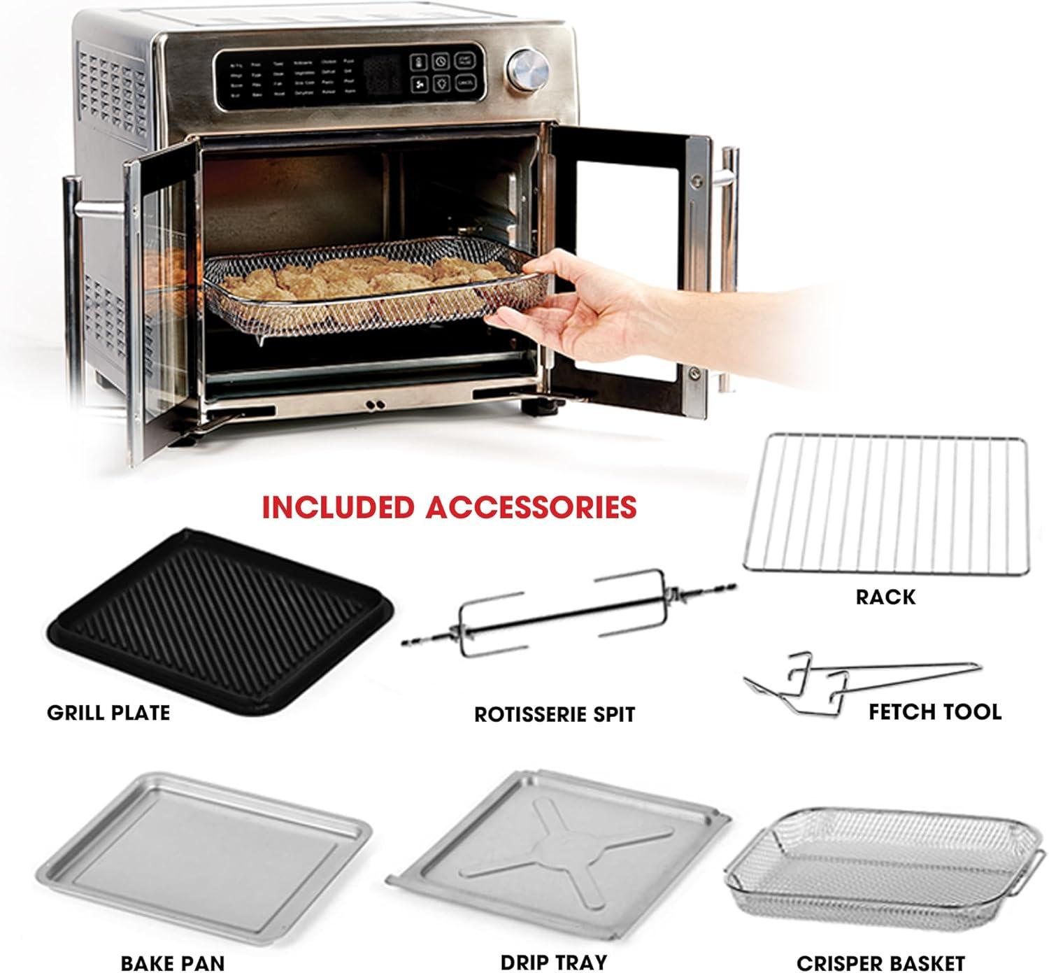 Emeril Lagasse Extra Large French Door Air Fryer Toaster Oven Combo, 25 Cooking Functions and Digital Controls, 7 Accessories Included, Stainless Steel Finish, 26QT Capacity & Reviews | Wayfair