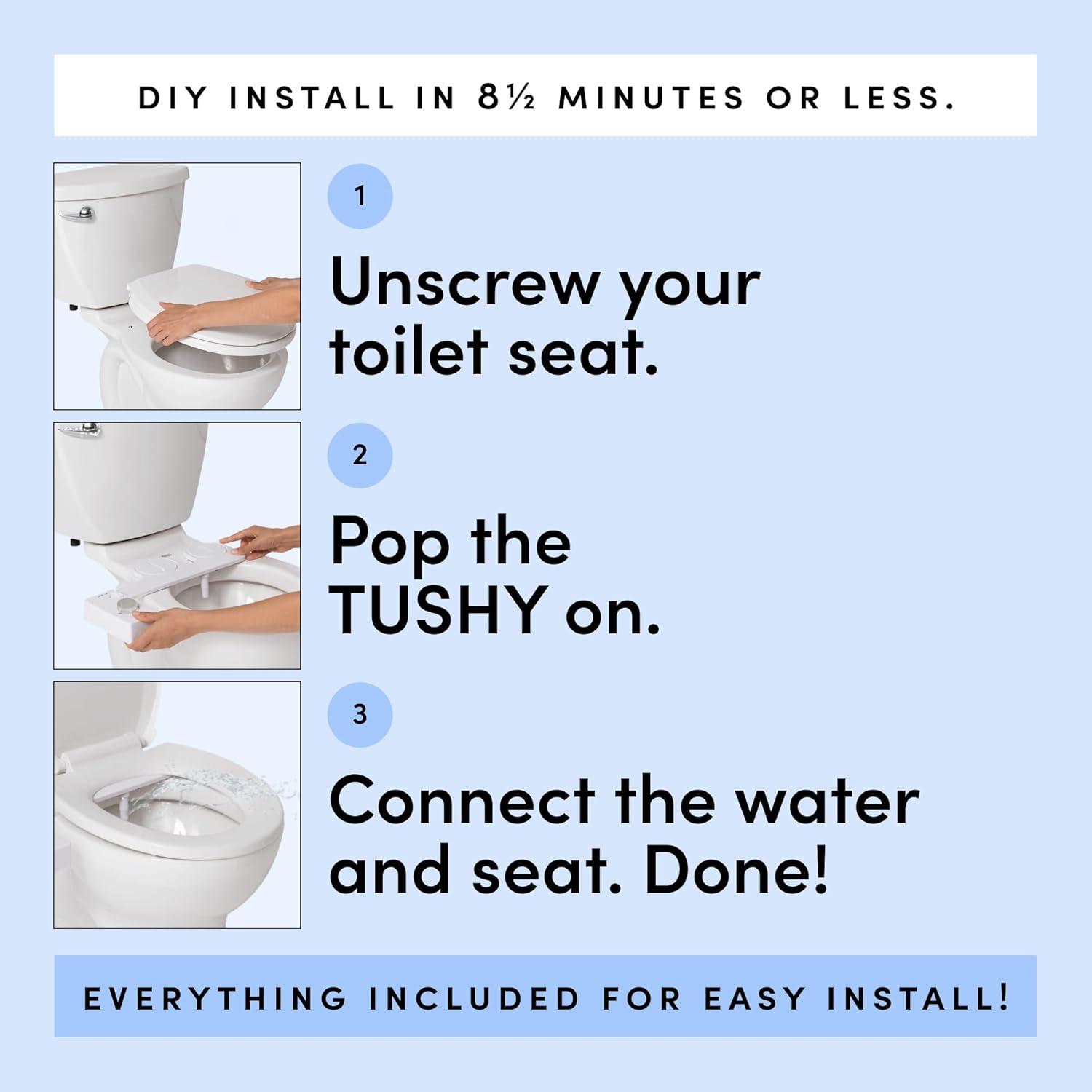 TUSHY Classic 3.0 Bidet Attachment, Adjustable Angle and Pressure, Easy Home Installation, 1 Piece