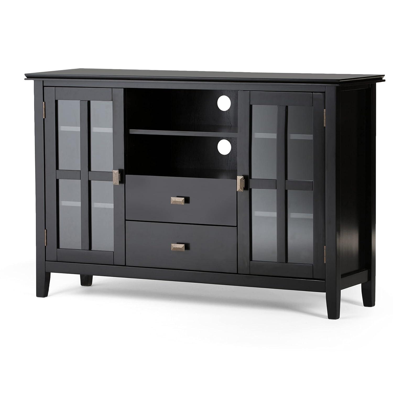 Simpli Home Artisan 53"W Solid Wood Contemporary Tall TV Stand for TVs up to 60" with Adjustable Shelves