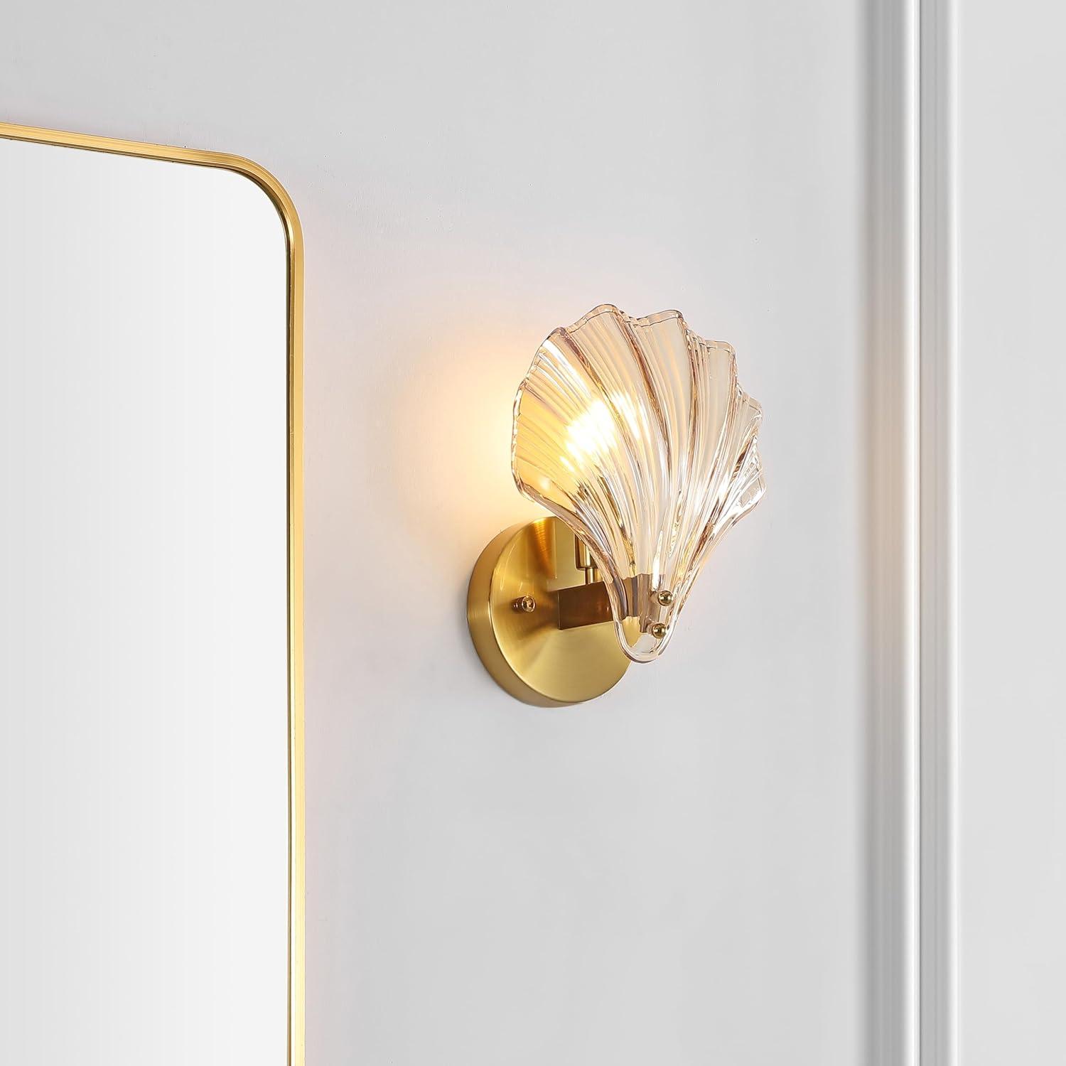 Sirena 5.5" Wall Sconce (Set of 2) - SCN4087 - Amber/Brass - Safavieh