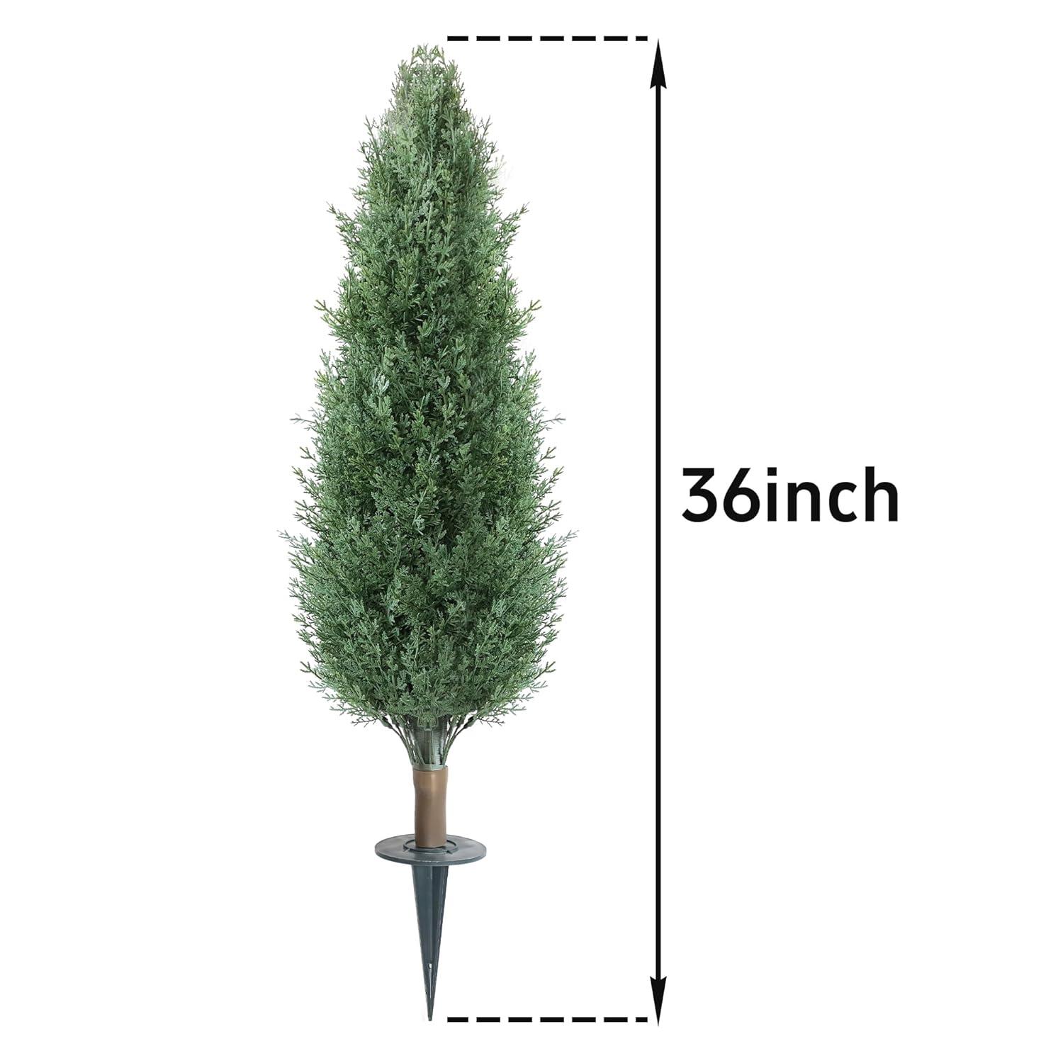 3ft Artificial Topiary Trees Set of 2, Faux Boxwood Tree for Outdoor Decor, Topiaries Plants Artificial Outdoors for Front Door Patio Garden C38
