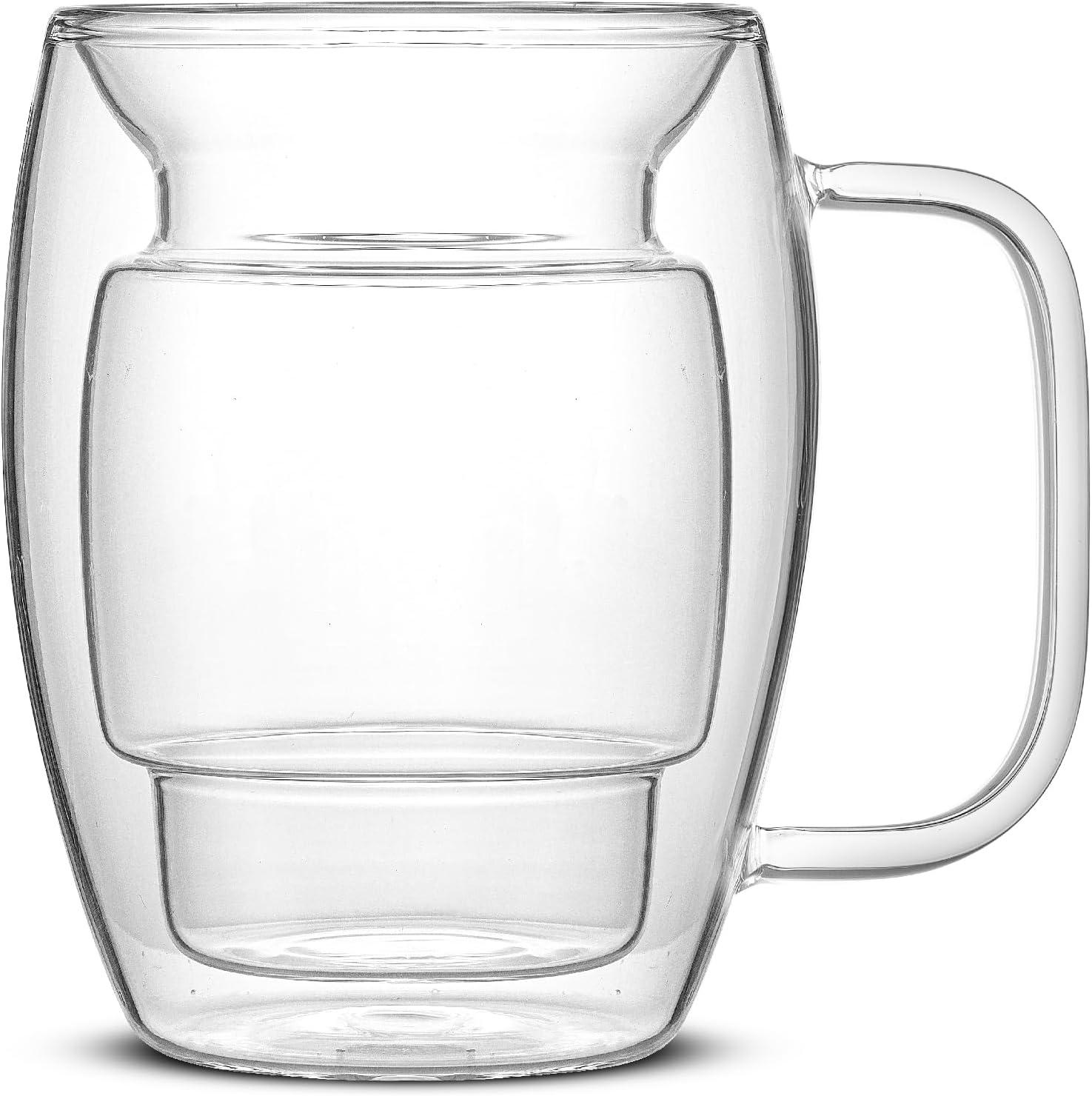 JoyJolt JoyJolt Cadus Double Wall Coffee Tea Glasses, 16oz (Set of 2)