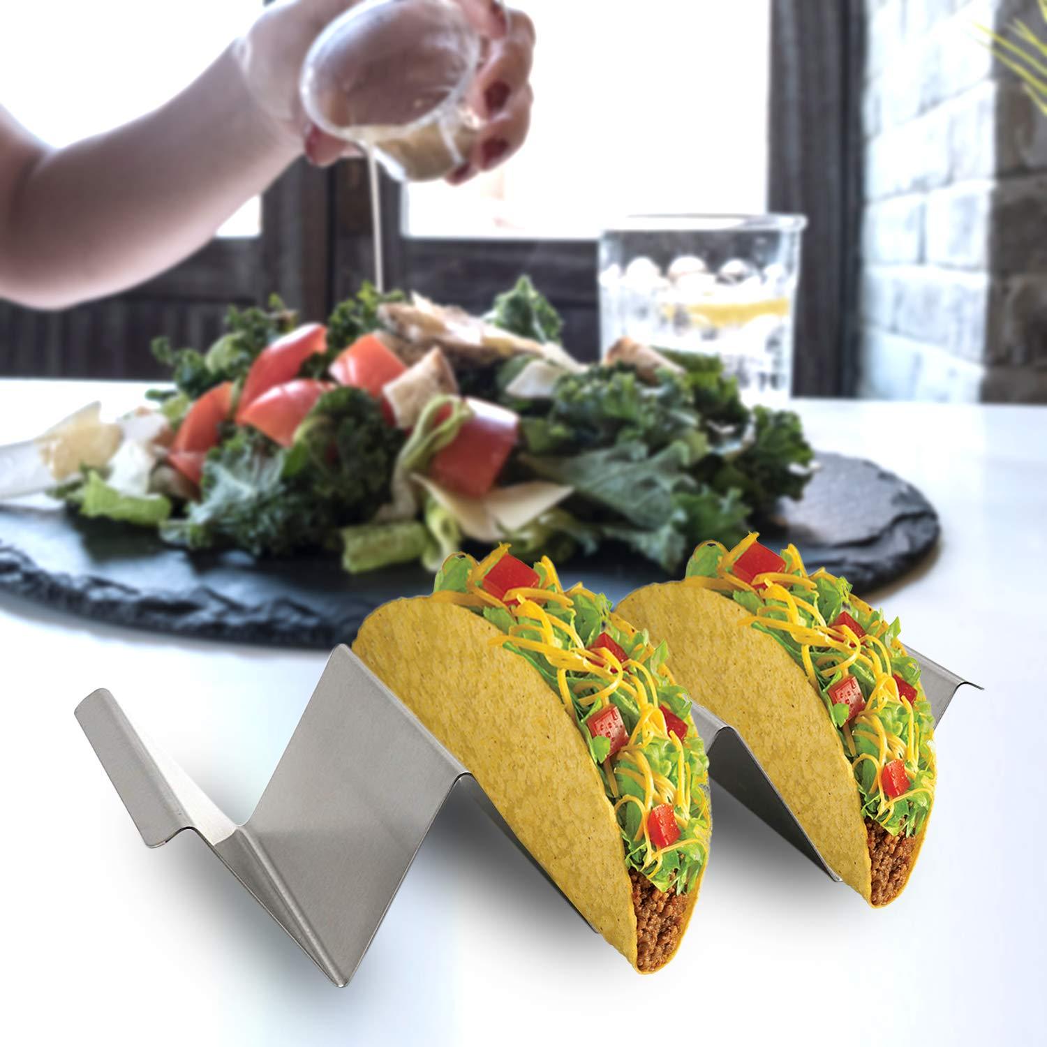 Polished Stainless Steel Rectangular Taco Holder Set of 4
