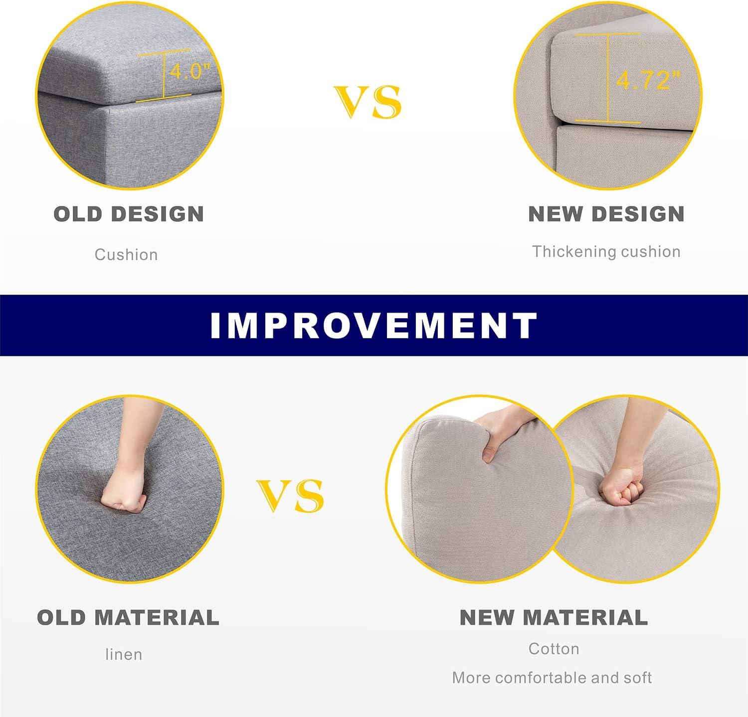 Shintenchi 79 Inch Convertible Sectional Sofa Couch, Modern Linen Fabric L-Shaped , 3-Seat Sofa Sectional with Reversible Chaise for Living Room, Apartment and Small Space (Dark Grey)