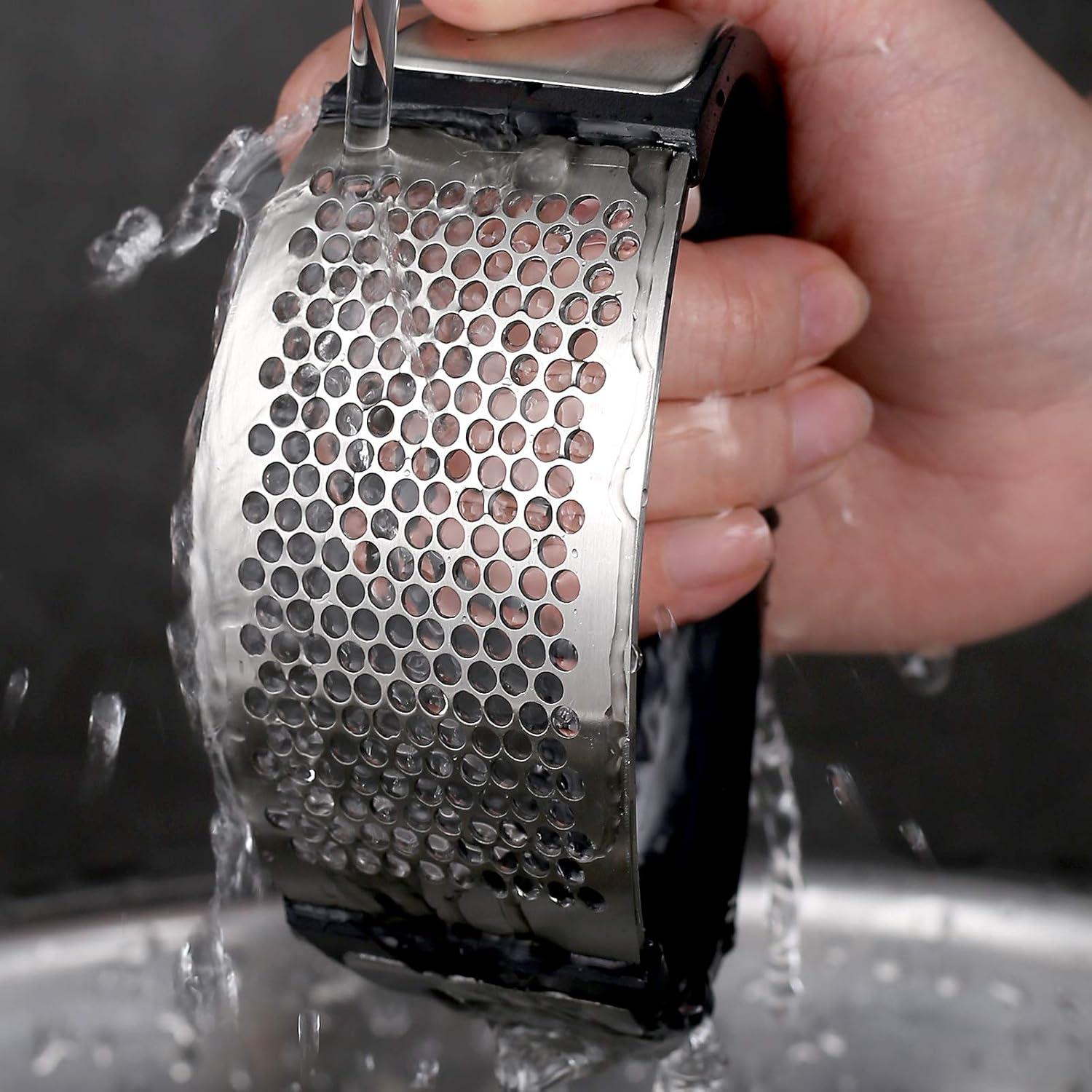 Garlic Chopper,Garlic Crusher,Garlic Press Rocker - 2024 New Stainless Steel Garlic Mincer Garlic Crusher with Peeler,Chopper with Peeler and Scraper for Smash Garlic