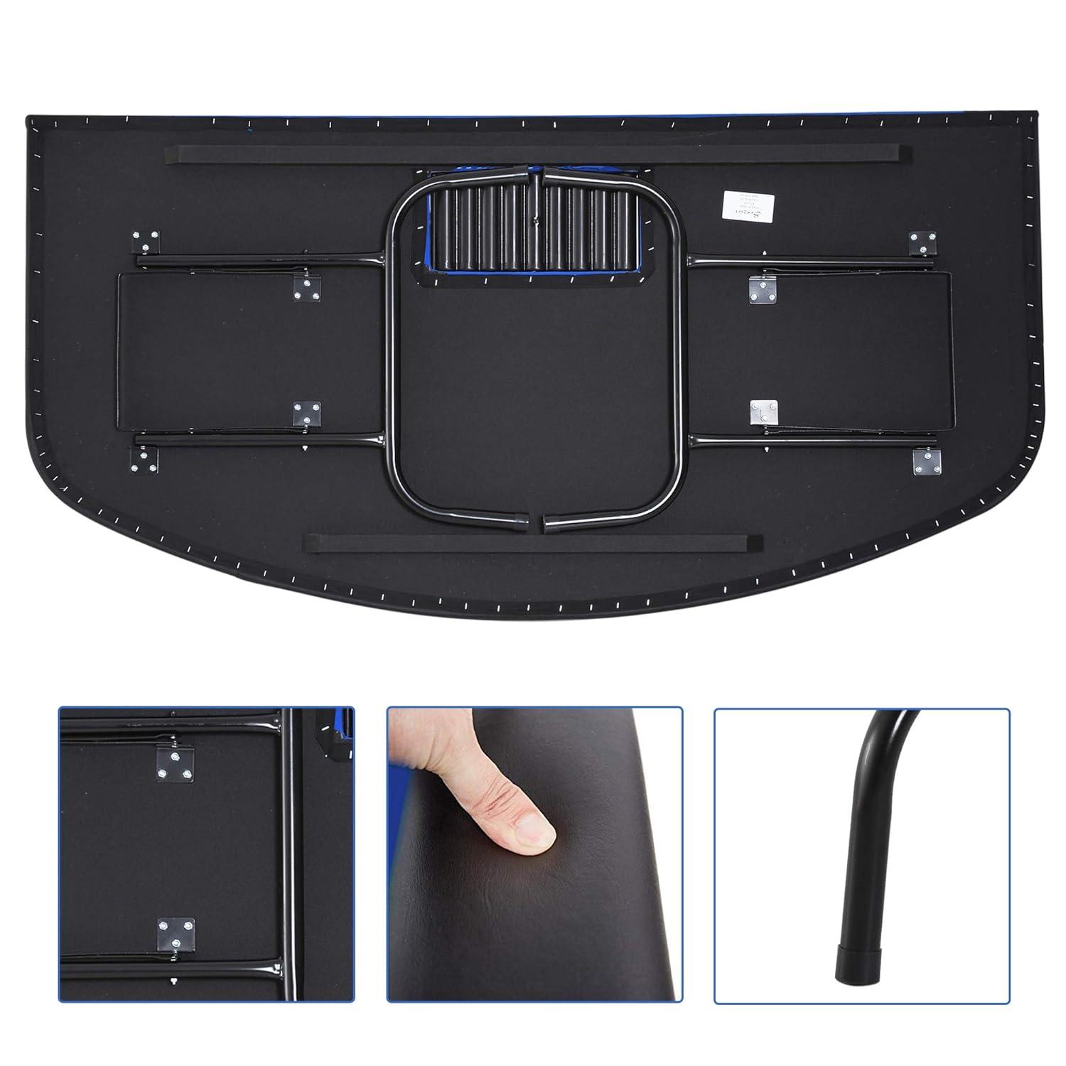 Soozier Soozier Poker Table Foldable, 72" Blackjack Table for 7 Players with Chip & Cup Holder, Blue Felt