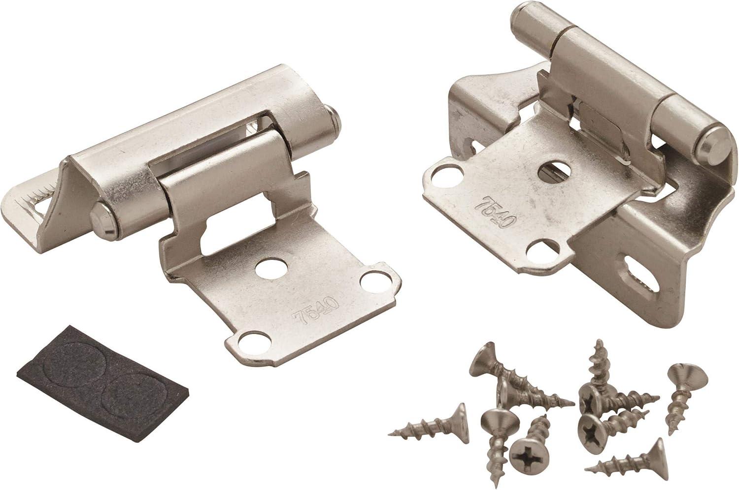 Satin Nickel Self-Closing Partial Wrap Cabinet Door Hinge