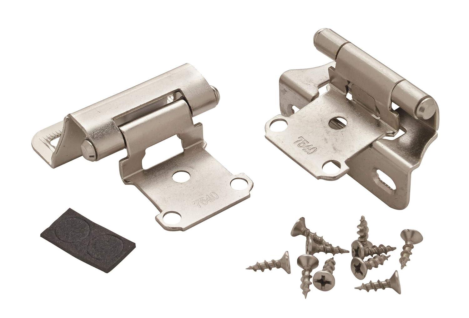 Satin Nickel Self-Closing Partial Wrap Cabinet Door Hinge