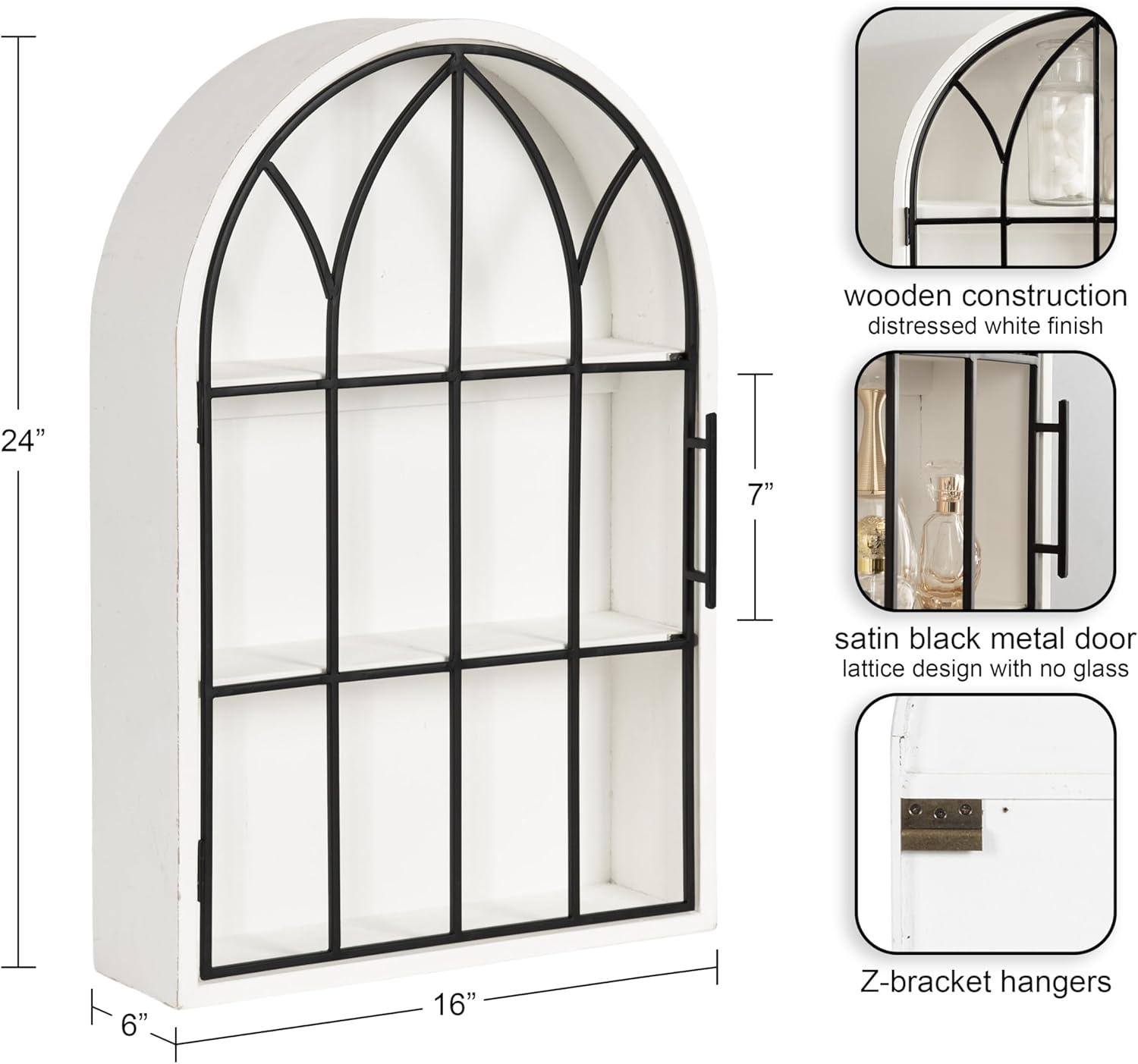 Kate and Laurel Megara Arched Wall Mounted Cabinet, 16x6x24, Black
