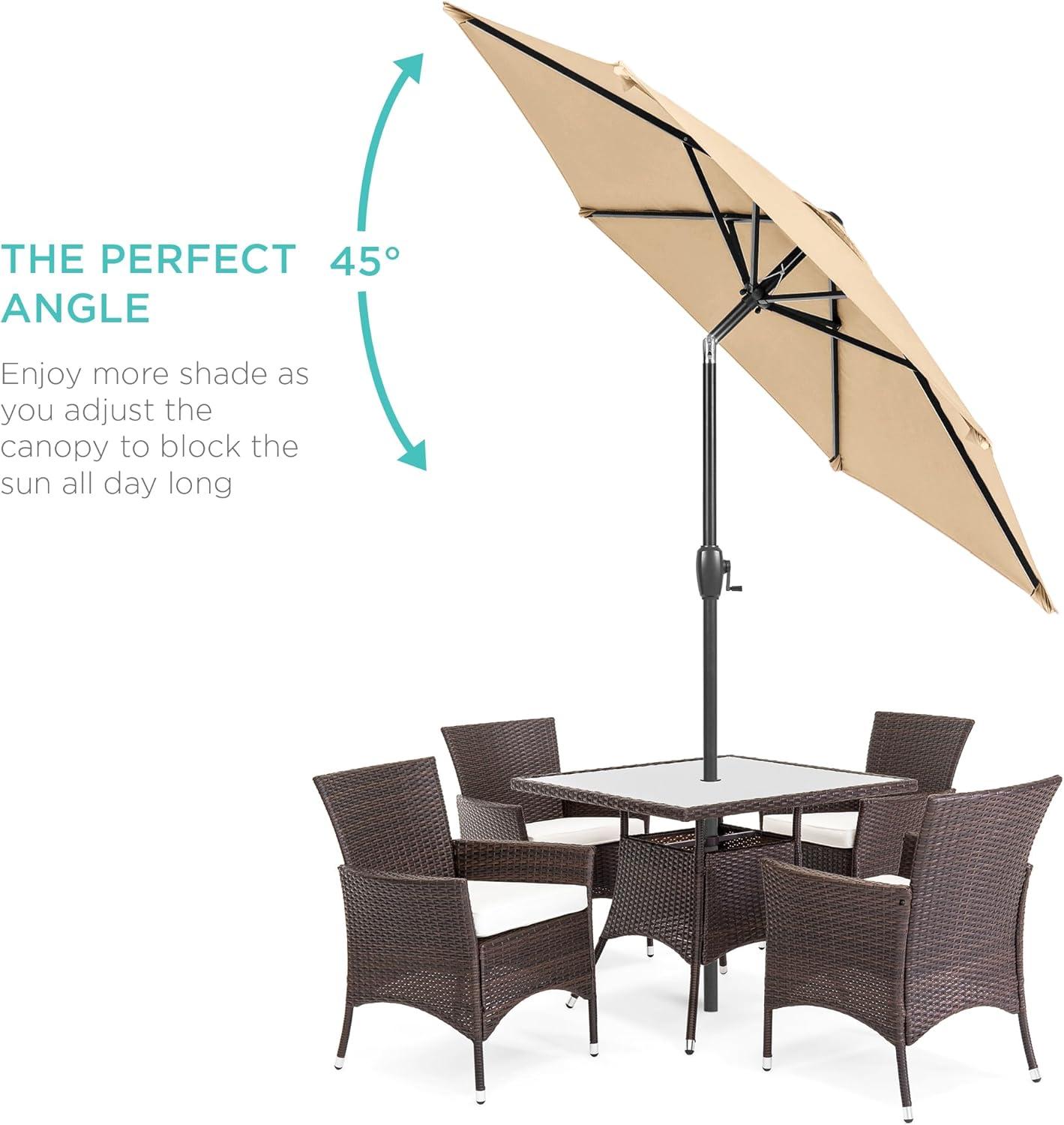 Best Choice Products 7.5ft Heavy-Duty Outdoor Market Patio Umbrella w/ Push Button Tilt, Easy Crank - Sand