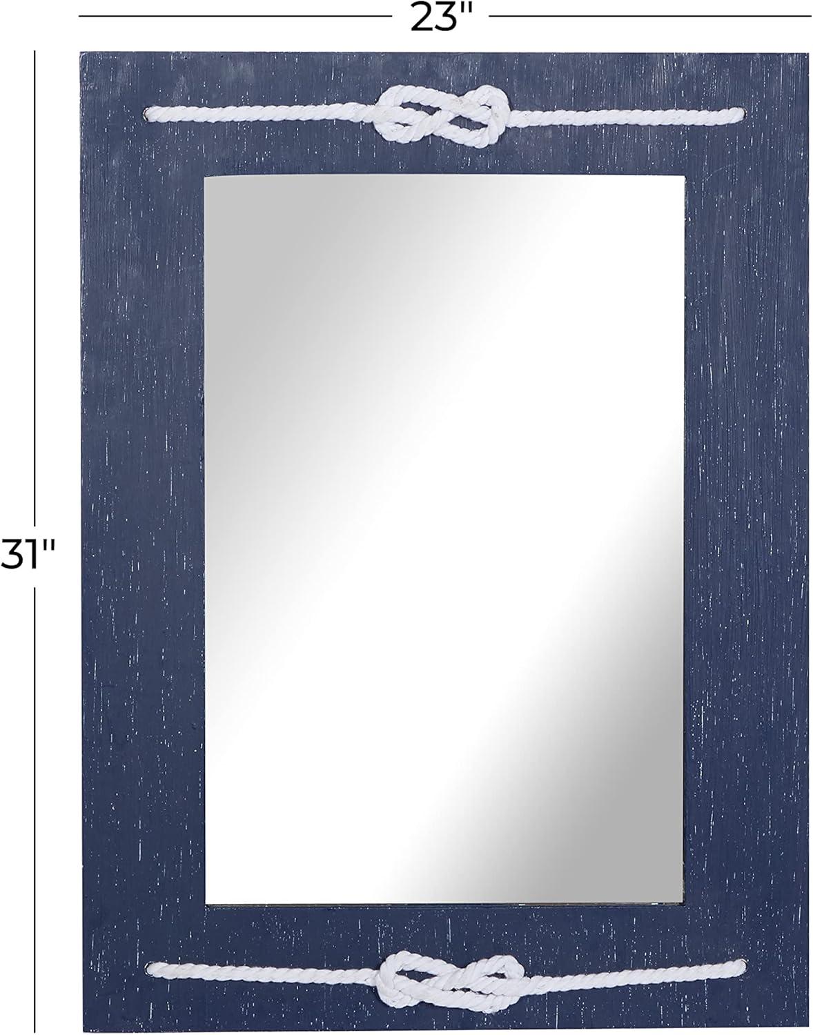 DecMode 23" x 31" Blue Wall Mirror with Knotted Rope