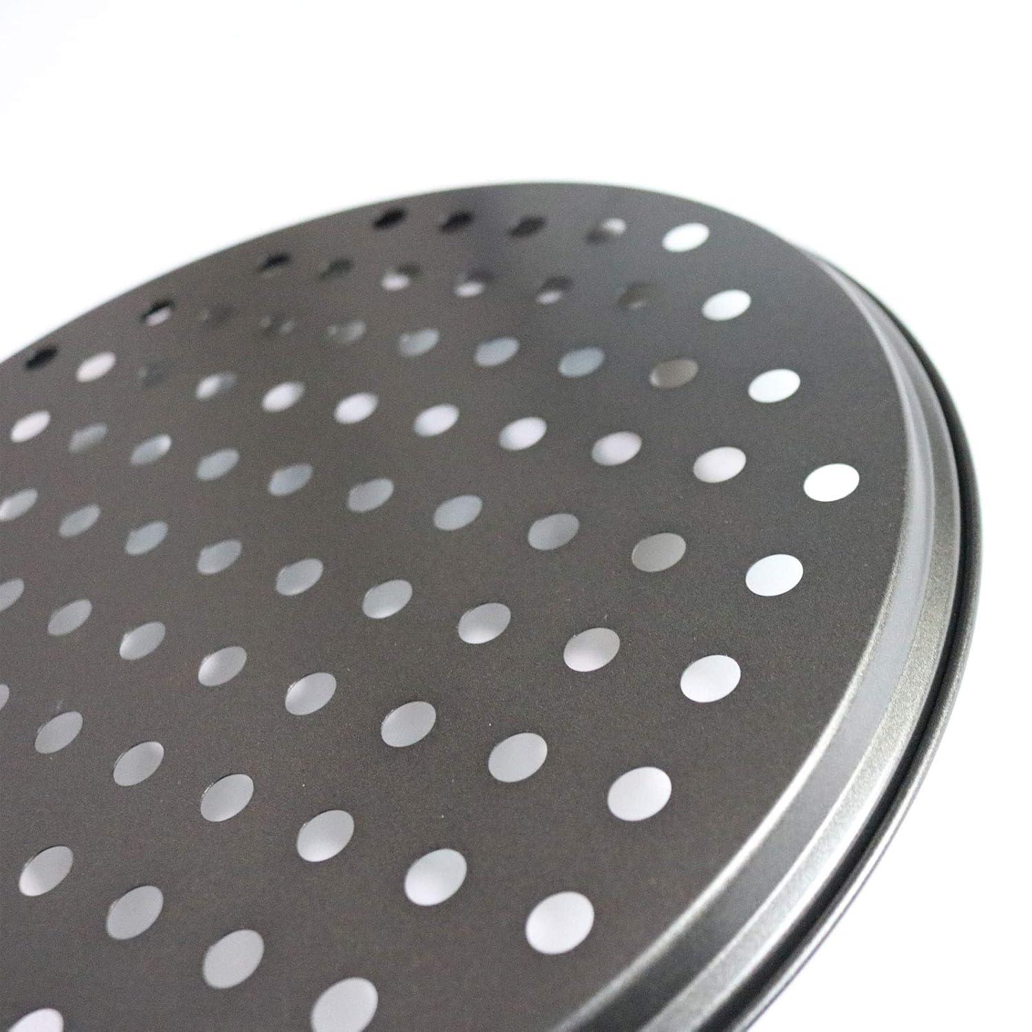 Handook Pizza Pan for Oven, Nonstick Pizza Pans, Carbon Steel Pizza Pan with Holes, Pizza Baking Pan for Oven Baking Supplies, for Home Baking Kitchen Oven Restaurant (12 Inch)