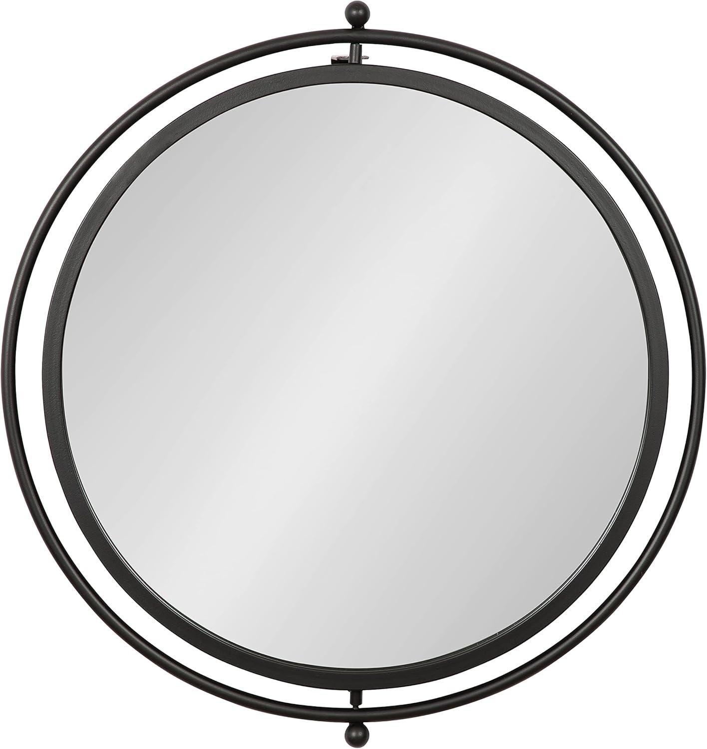 Kate and Laurel Baron Pivot Mirror, Black 21" Diameter