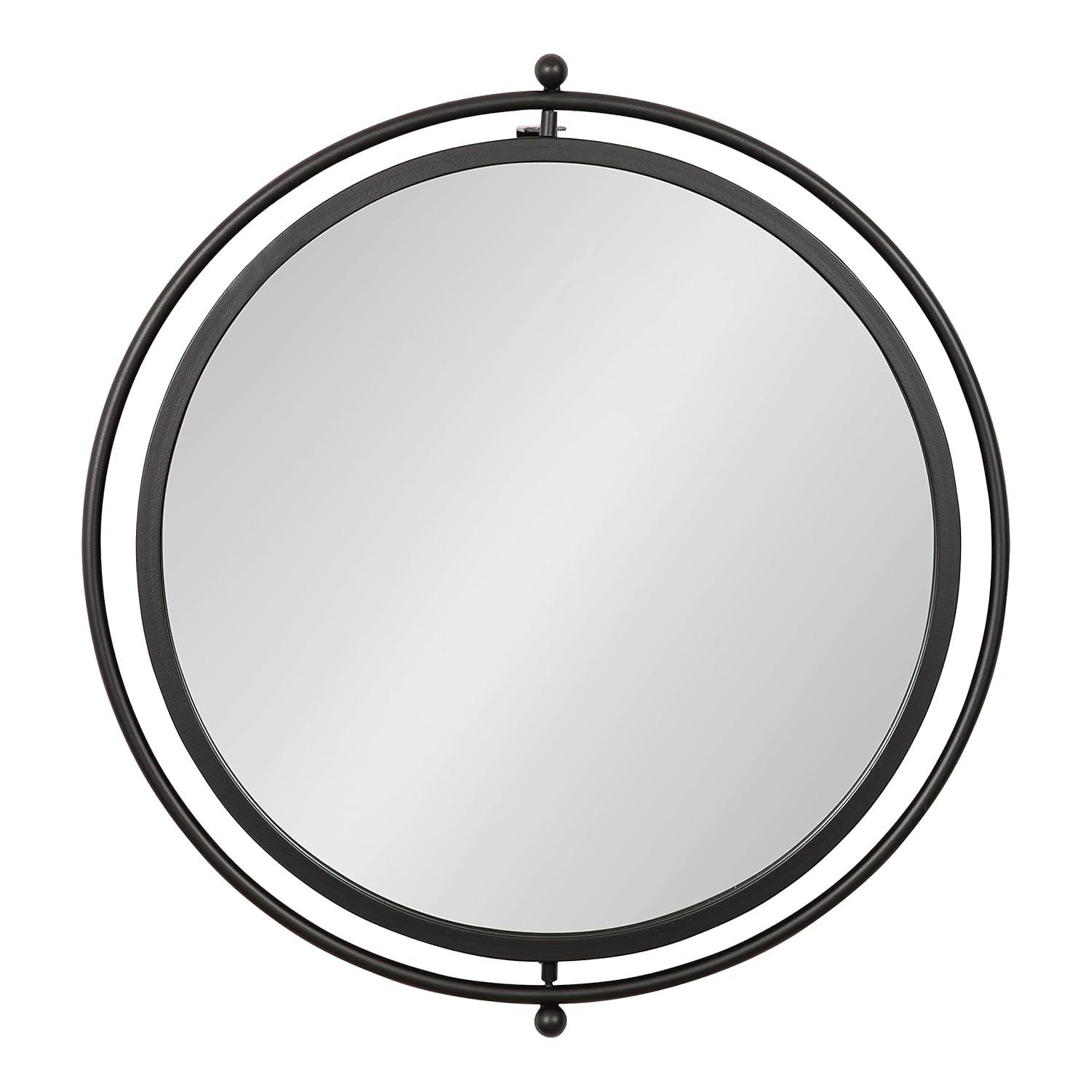Kate and Laurel Baron Pivot Mirror, Black 21" Diameter