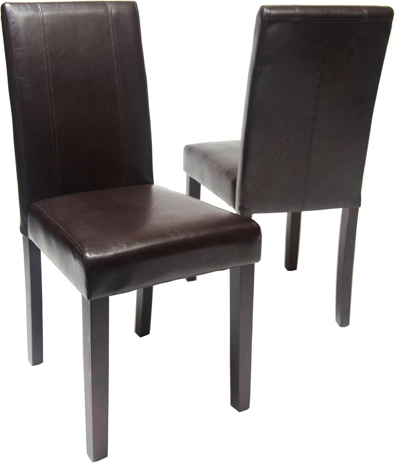 ZENSTYLE 2PCS Dining Parson Chair Simple Style Restaurant Brown Leather Backrest