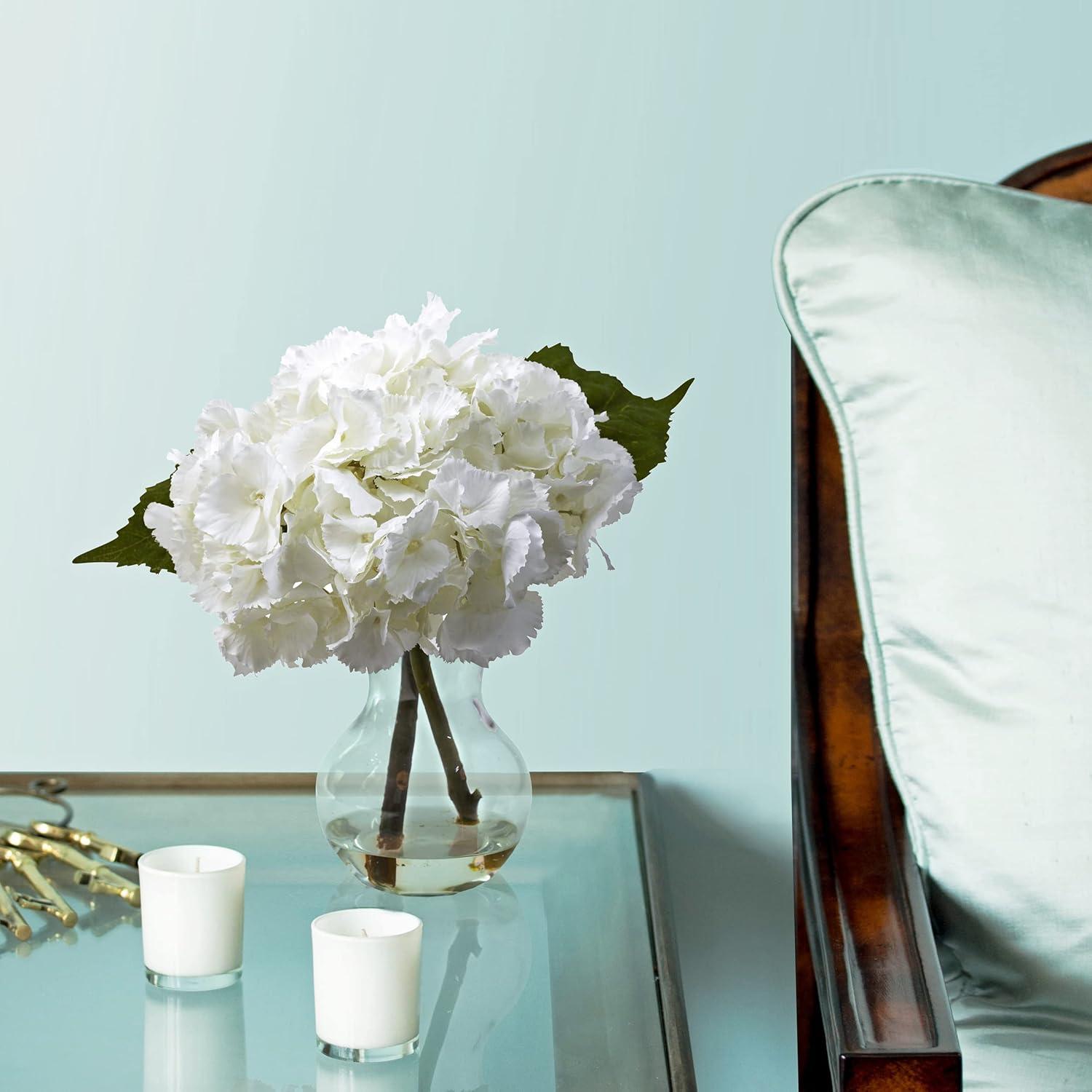 Nearly Natural Blooming Hydrangea with Vase Arrangement