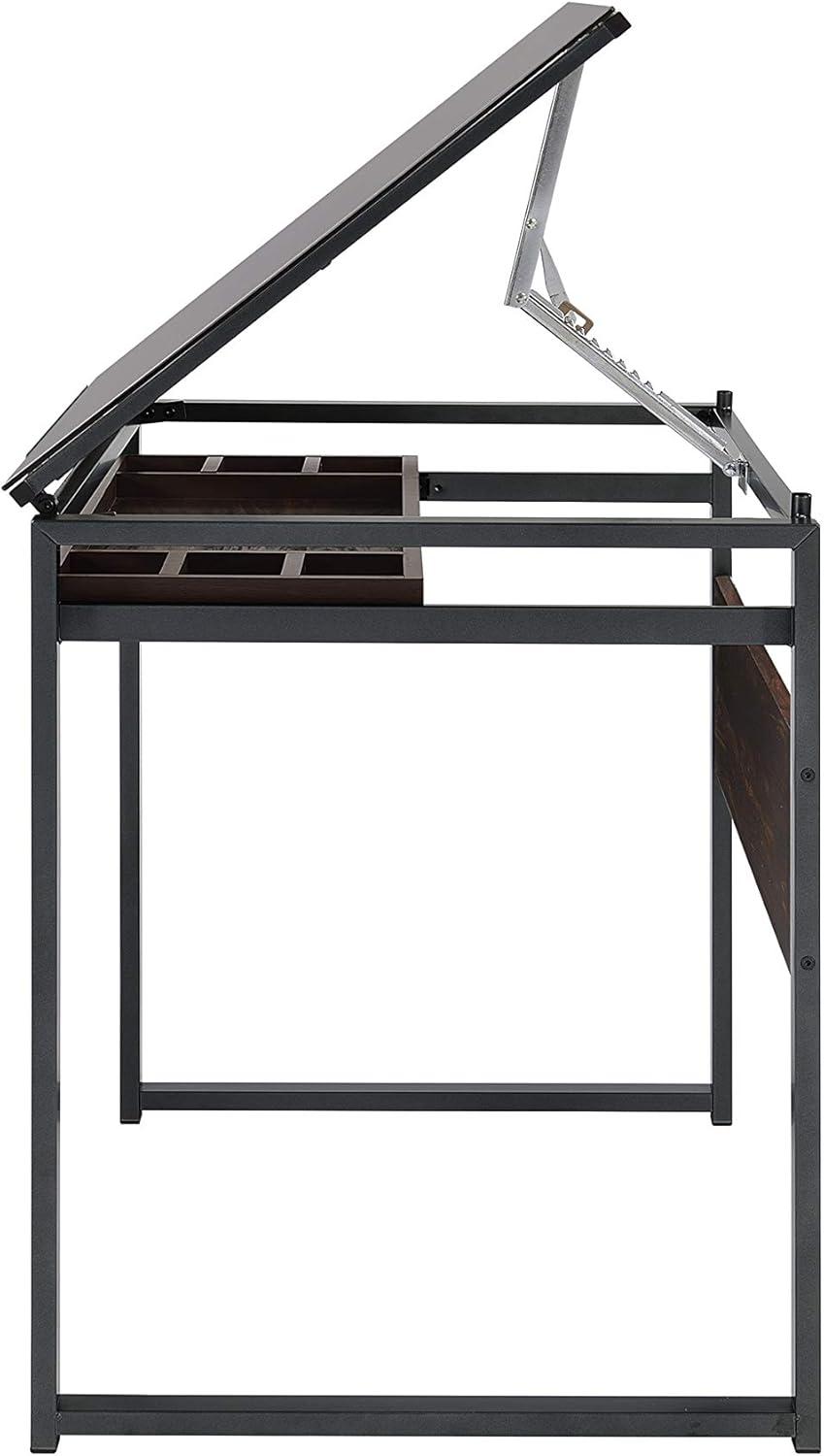 Pantano Glass Top Drafting Desk with Organizer Drawer Gunmetal - Coaster