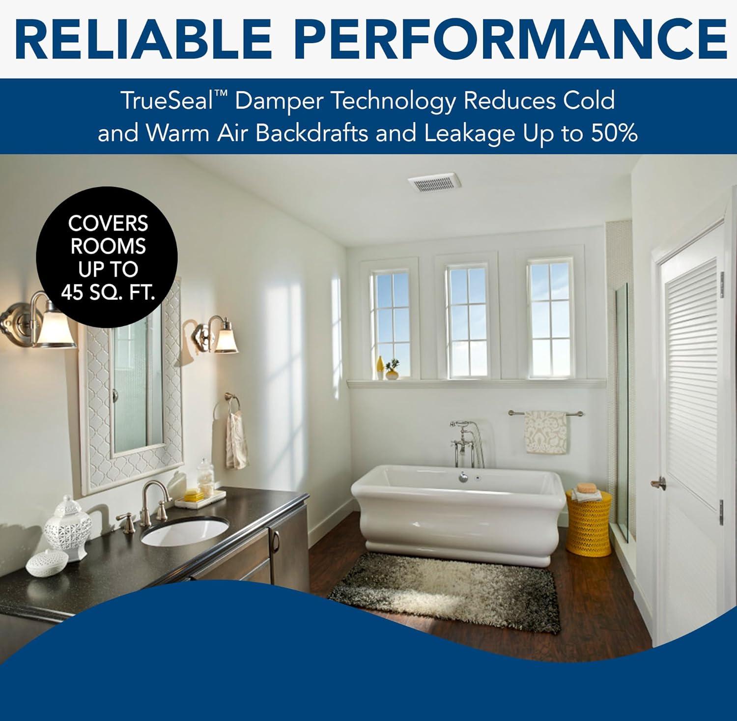 Broan-Nutone AE50 InVent Series Single-Speed Fan, Ceiling Room-Side Installation Bathroom Exhaust Fan, ENERGY STAR Certified, 0.5 Sones, 50 CFM , White , 50 CFM 0.5 Sones