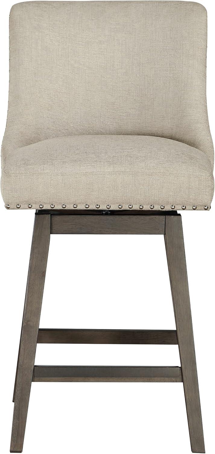 Swivel Upholstered 26'' Counter Stool with Solid Wood Frame