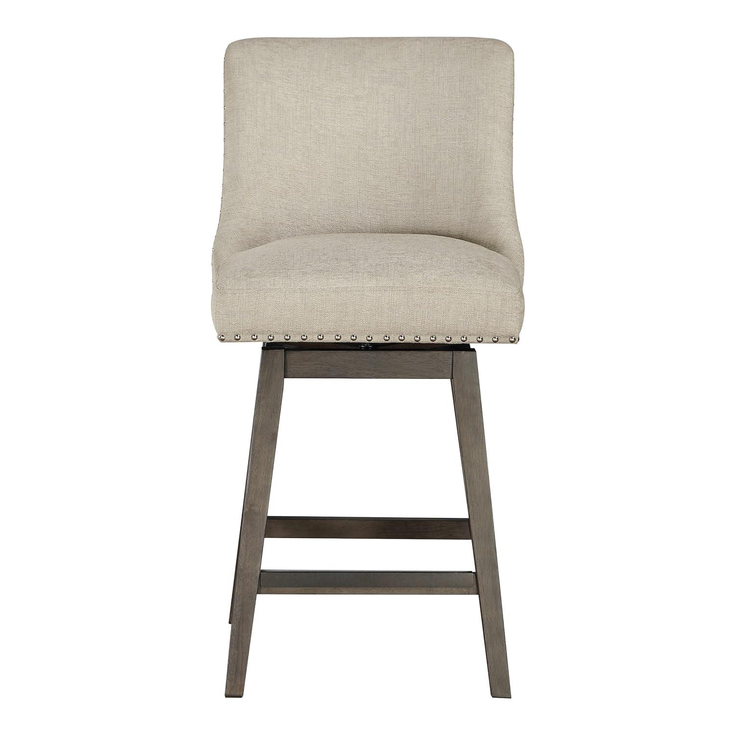 Granville Swivel Upholstered Counter Stool with Solid Wood Frame