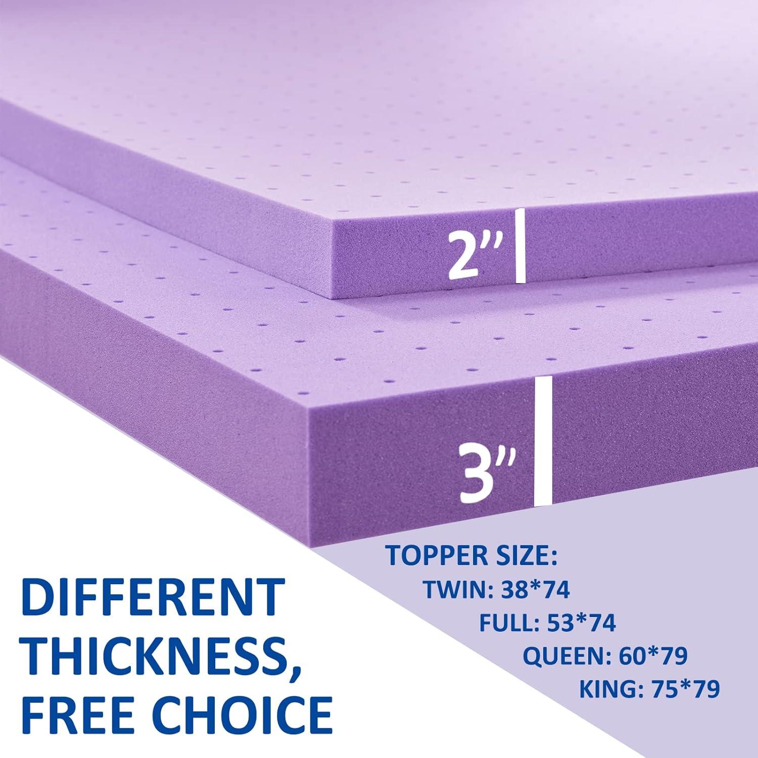 Twin Purple Gel Memory Foam Mattress Topper