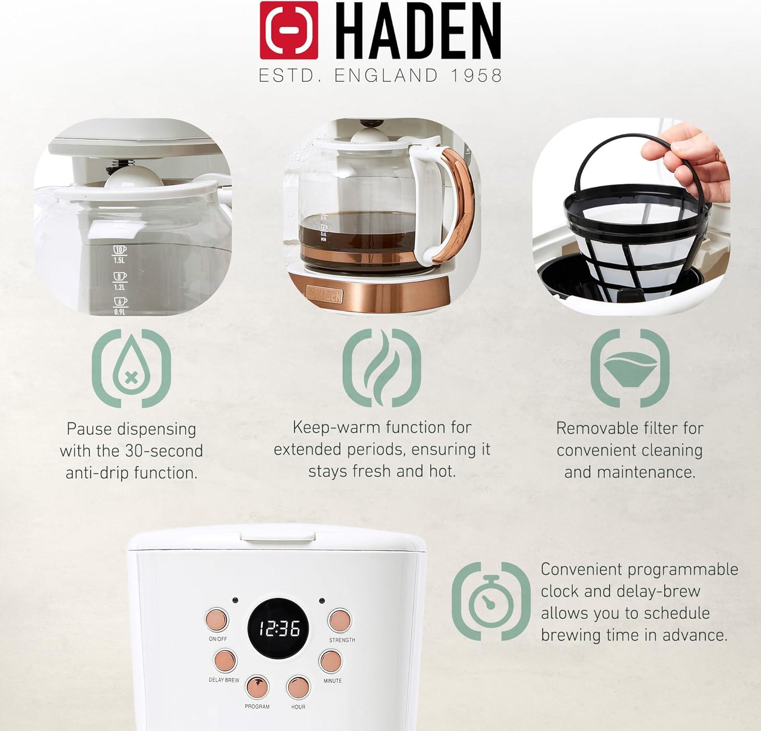 HADEN Heritage Ivory and Copper 12-Cup Programmable Coffee Maker