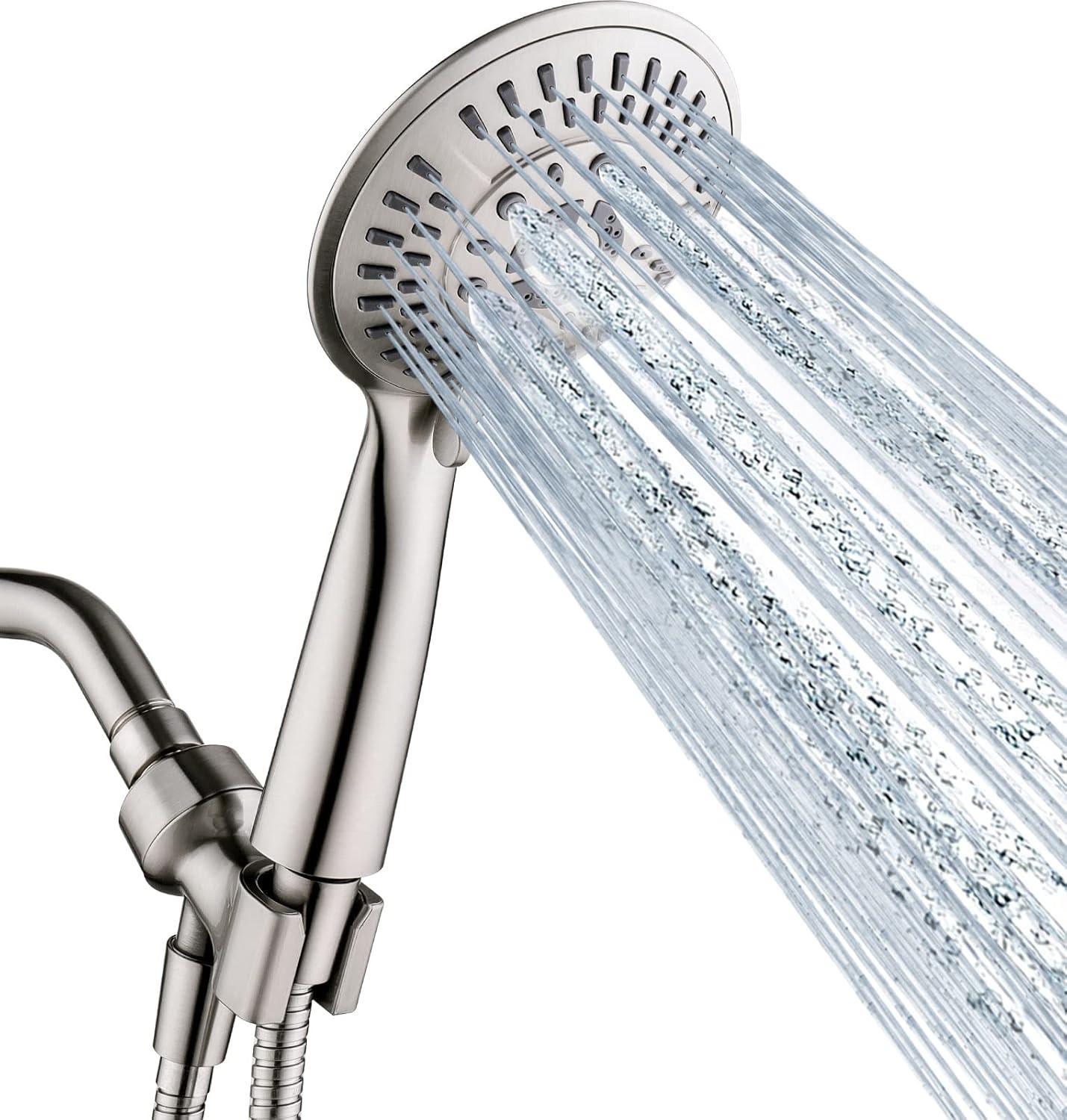 Brushed Nickel Handheld Shower Head with 9 Spray Settings